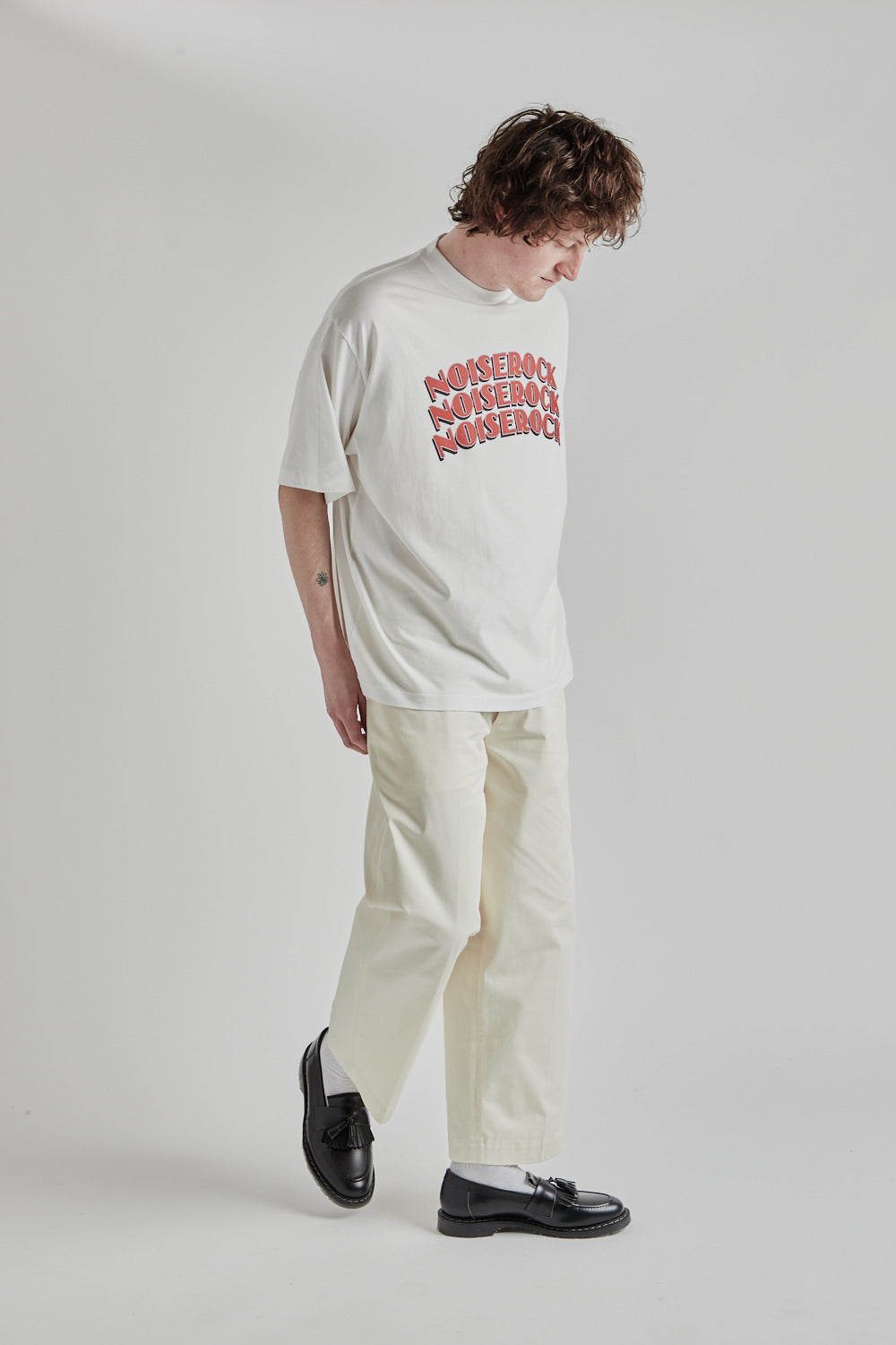Blurhms Rootstock Noise Rock Print Wide Tee in White