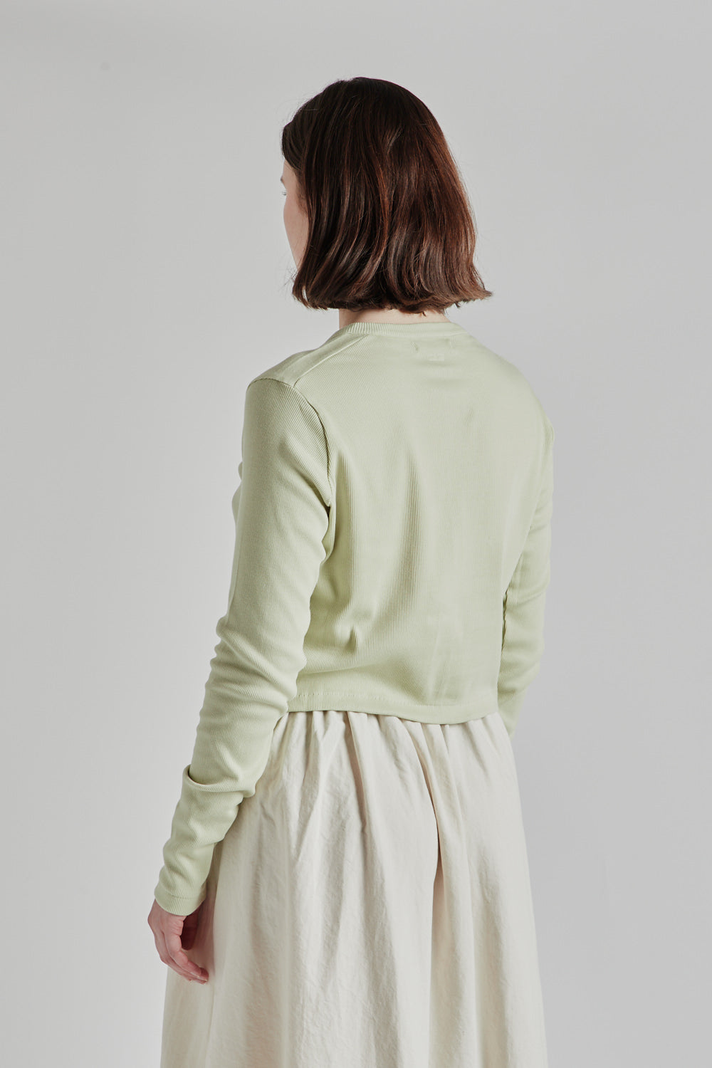 Blurhms Soft Cotton Rib Cardigan in Mint Grey