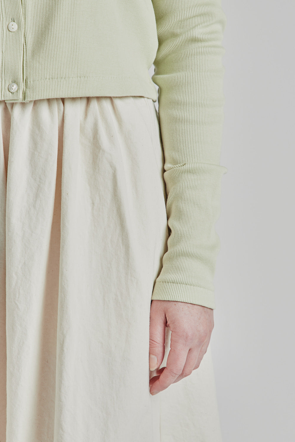 Blurhms Soft Cotton Rib Cardigan in Mint Grey