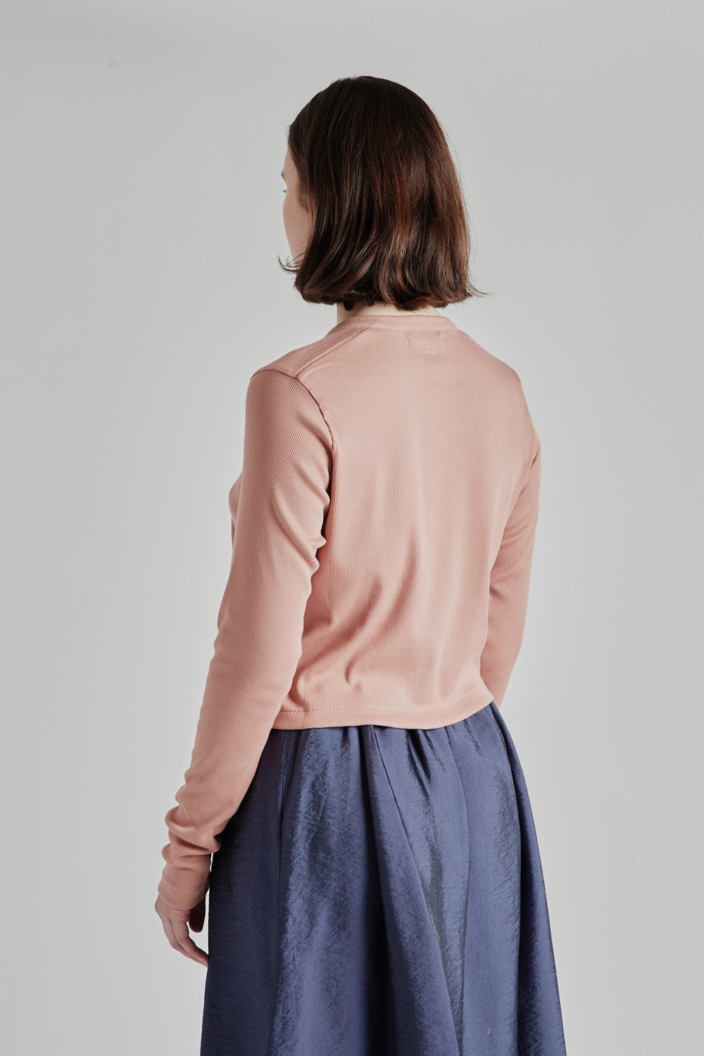 Soft Cotton Rib Cardigan - Pink Beige - Wallace Mercantile Shop