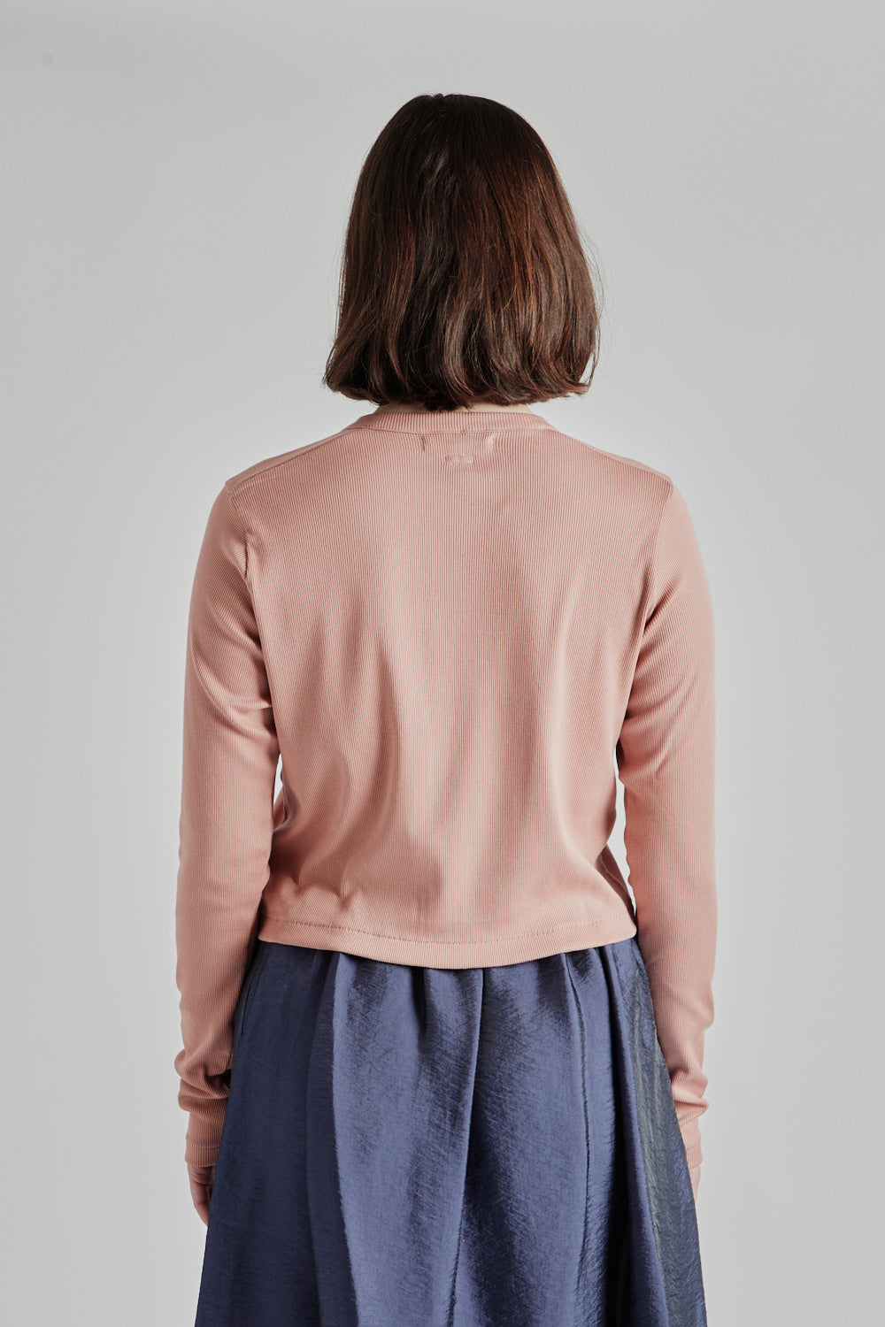 Soft Cotton Rib Cardigan - Pink Beige