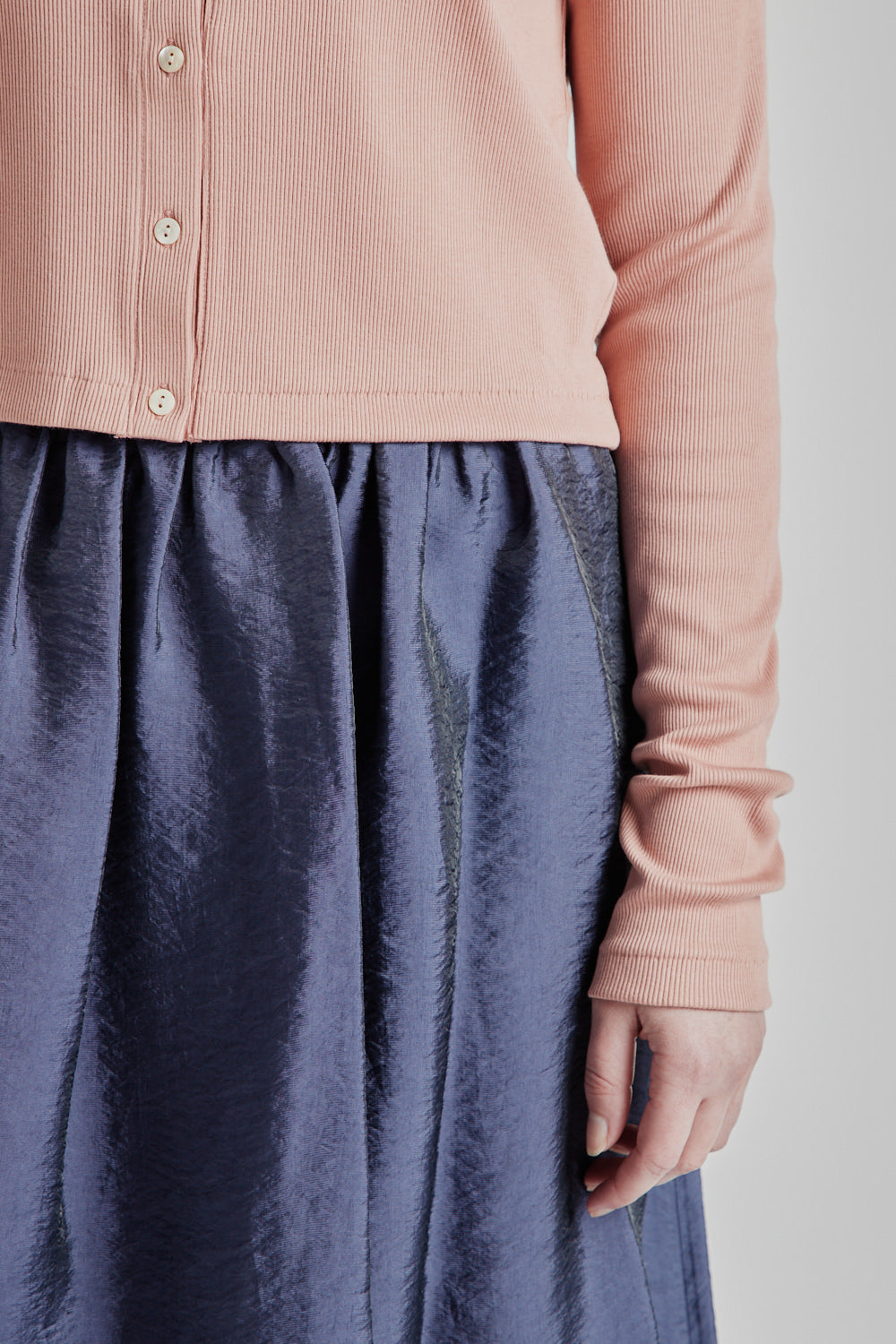 Soft Cotton Rib Cardigan - Pink Beige - Wallace Mercantile Shop