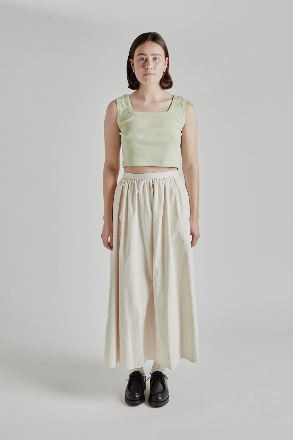 Soft Cotton Rib Square Tanktop - Mint Grey - Wallace Mercantile Shop