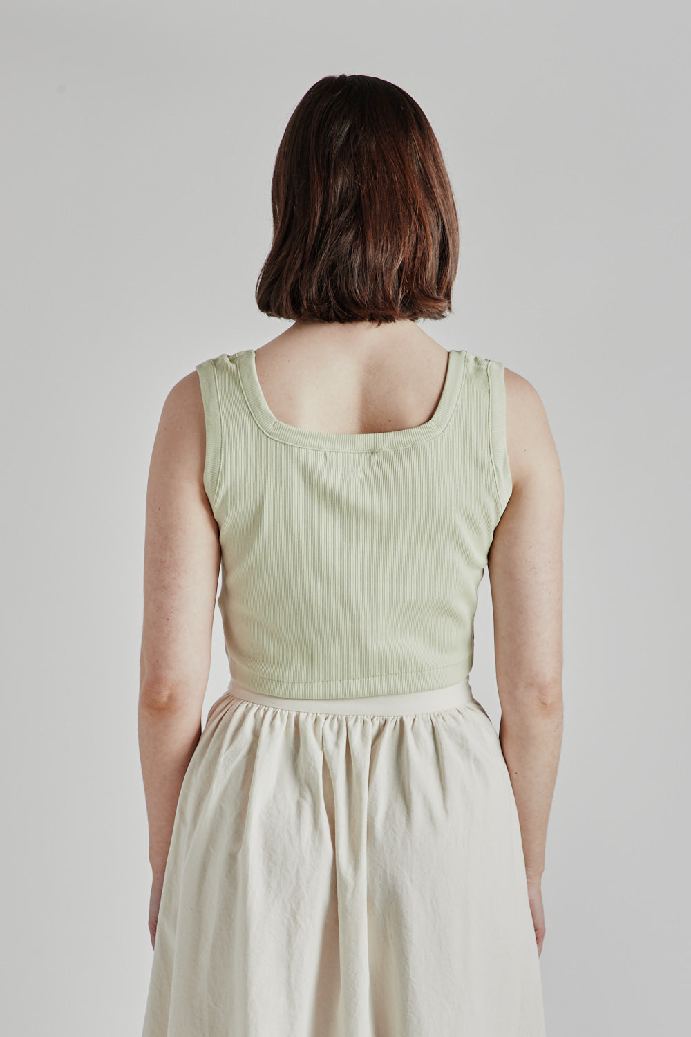 Soft Cotton Rib Square Tanktop - Mint Grey - Wallace Mercantile Shop