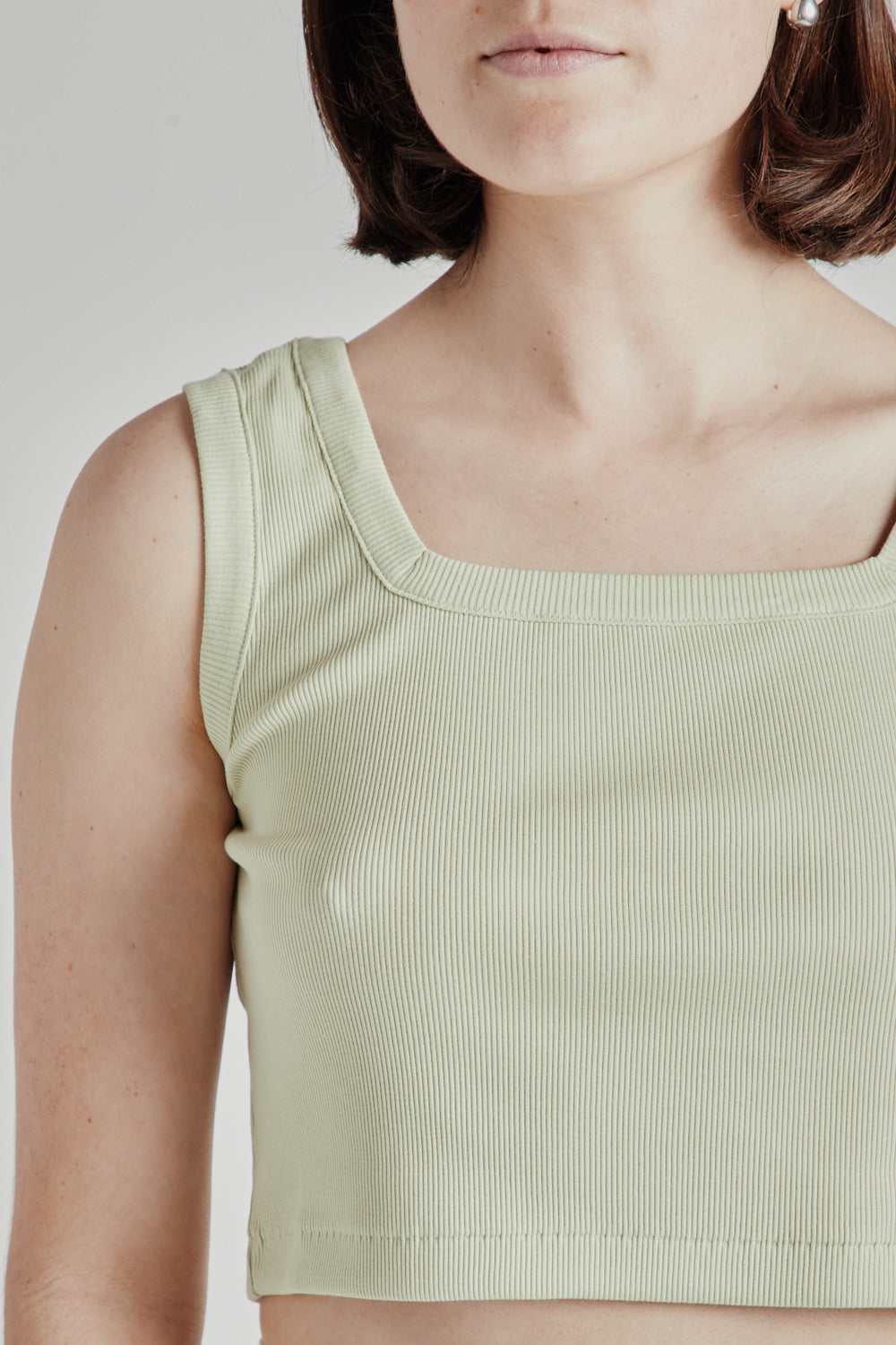 Soft Cotton Rib Square Tanktop - Mint Grey - Wallace Mercantile Shop