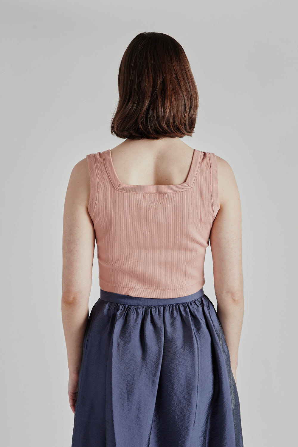 Blurhms Soft Cotton Rib Square Tanktop in Pink Beige