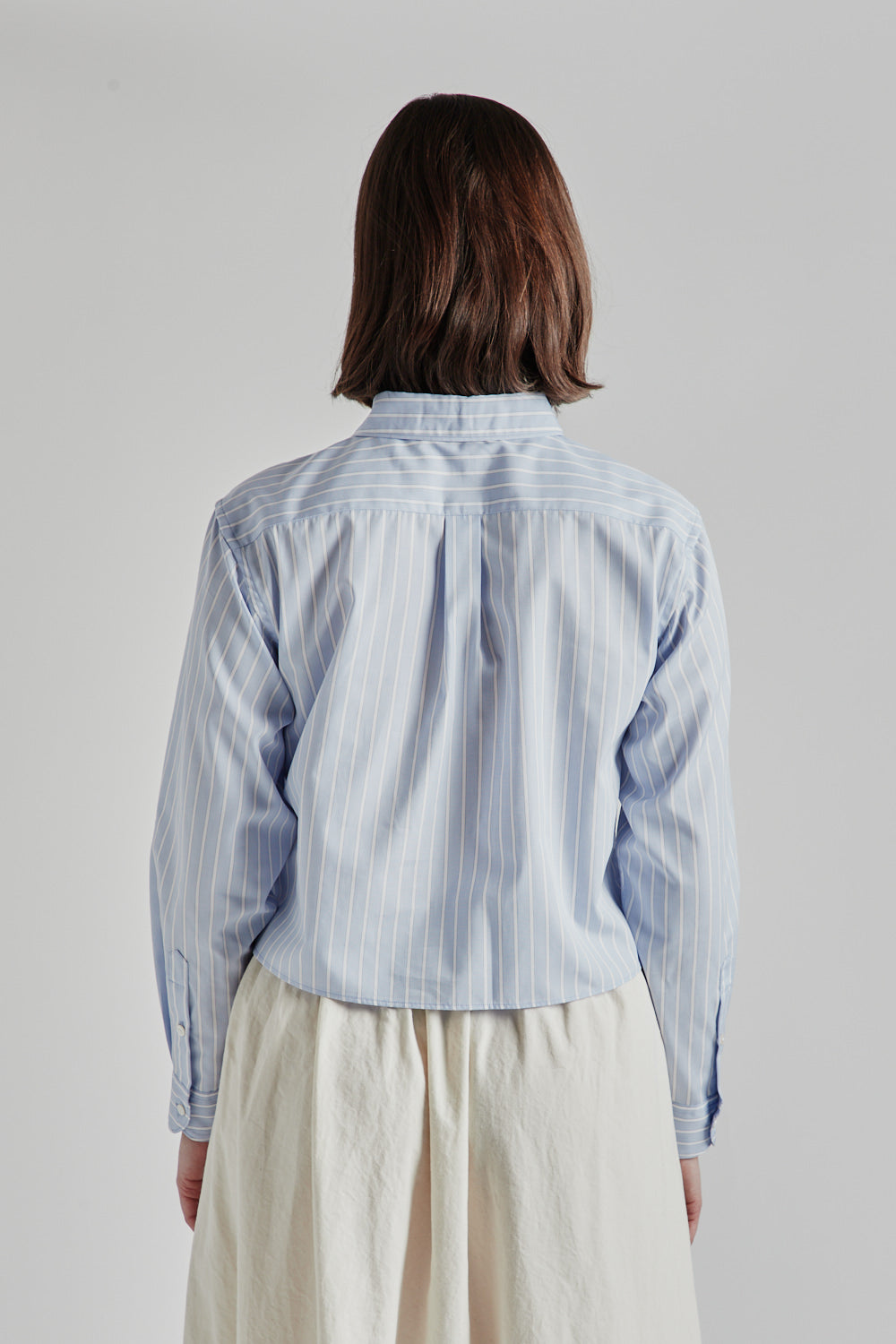 Blurhms Stripe Short Shirt in Saxe/White