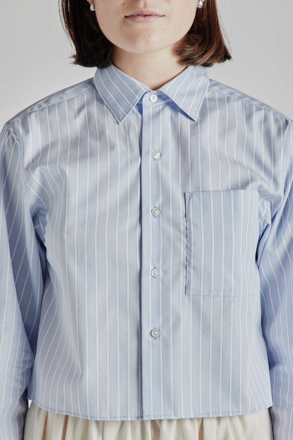 Stripe Short Shirt - Saxe/White