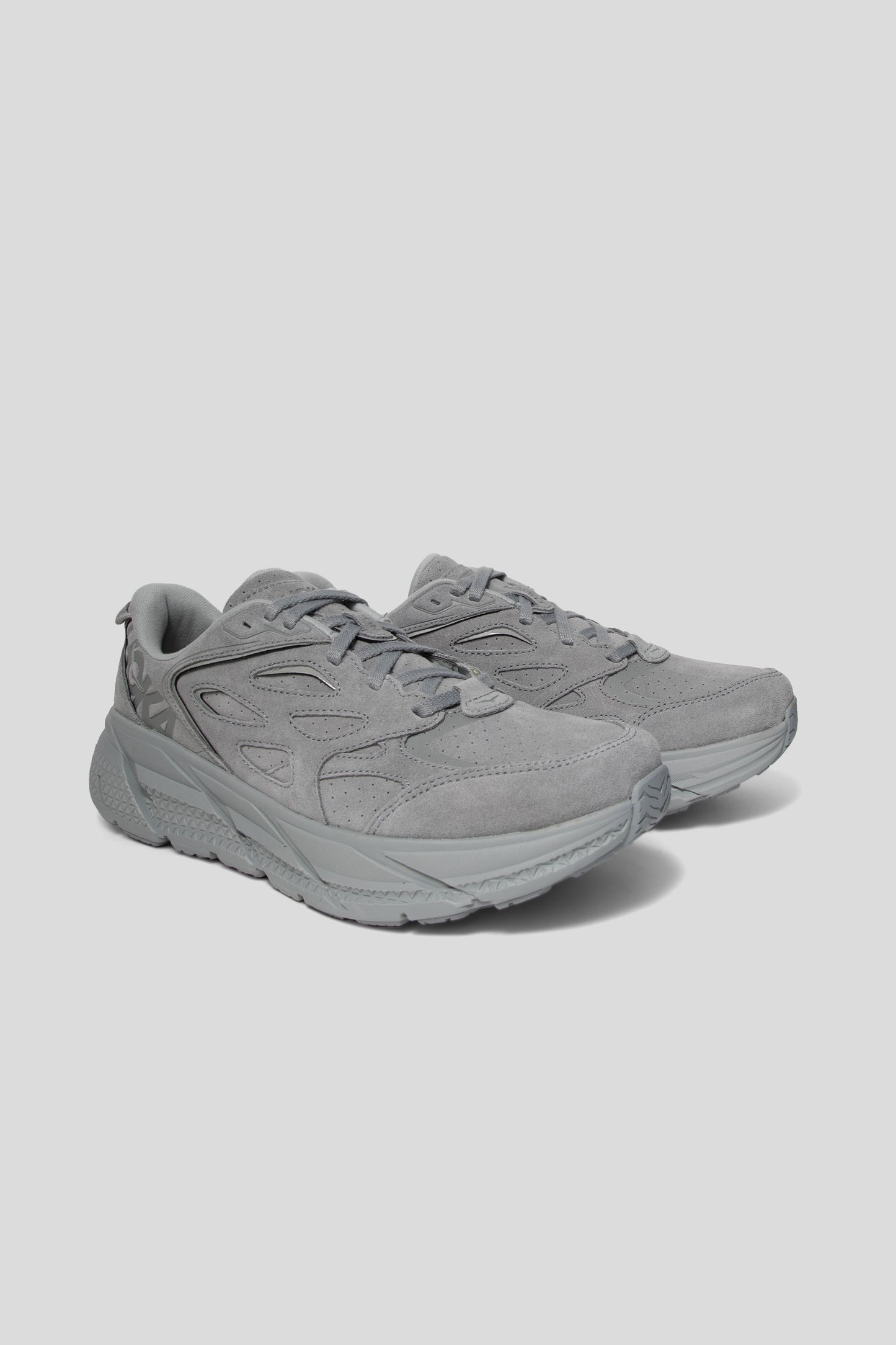 Hoka All Gender Clifton L Suede Shoe in Limestone/Limestone