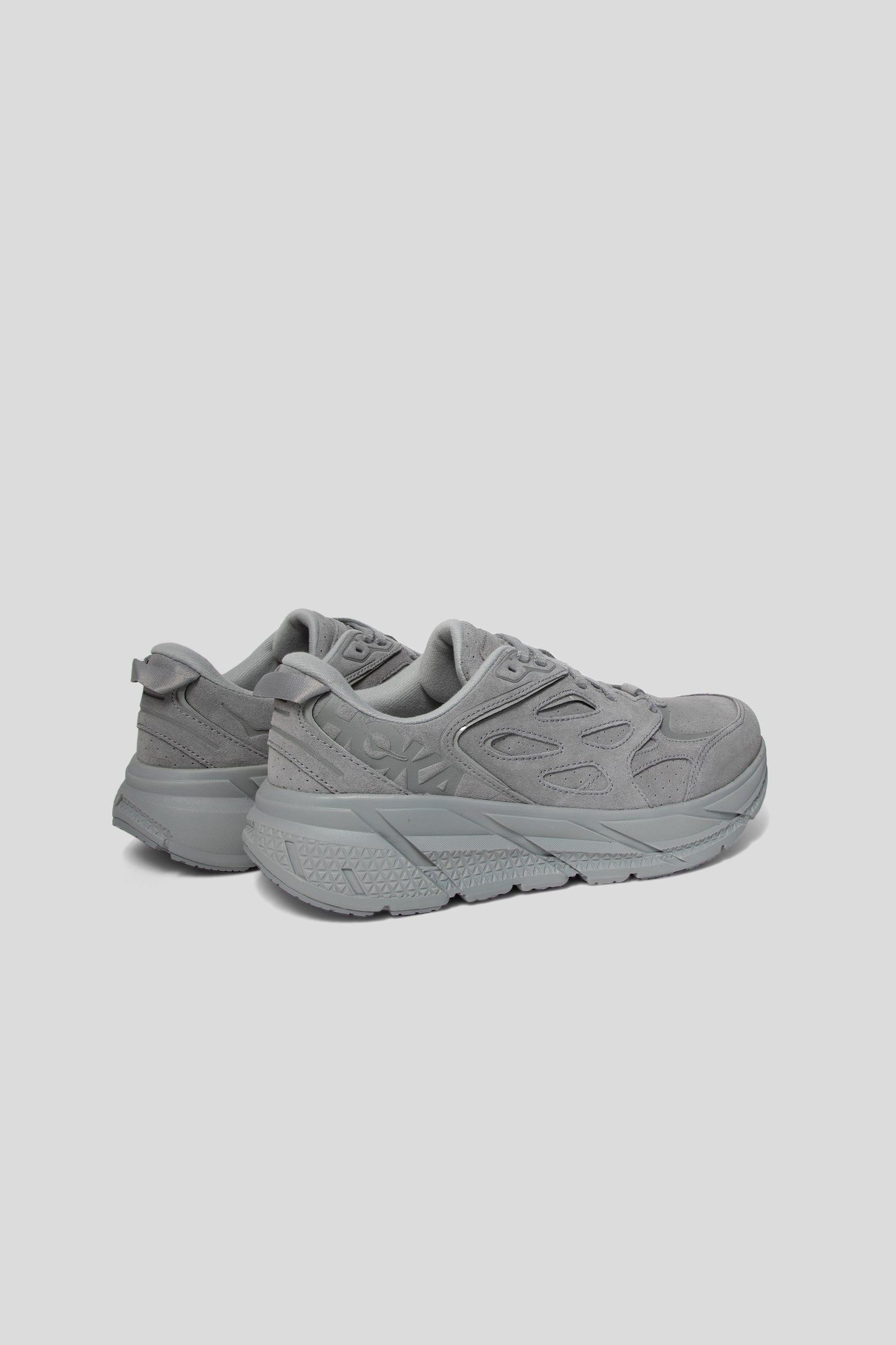 Hoka All Gender Clifton L Suede Shoe in Limestone/Limestone