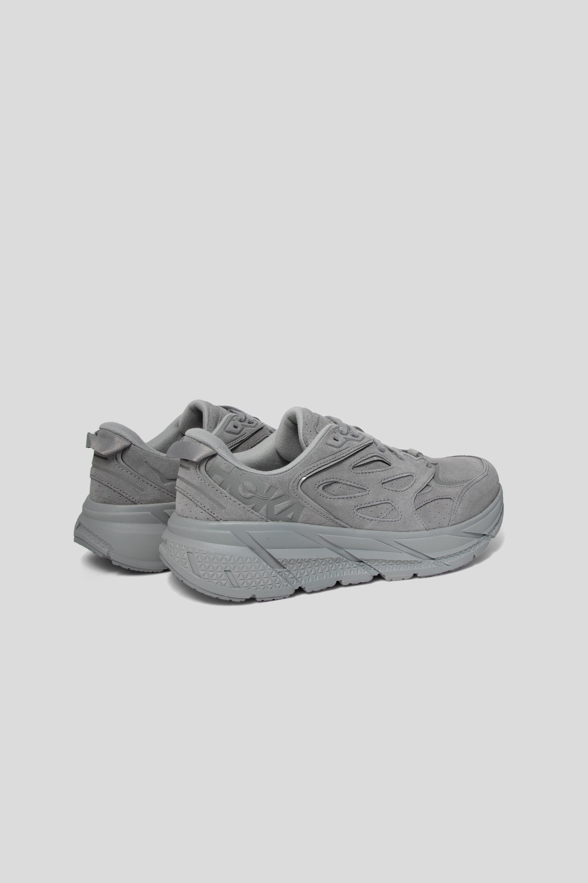 Hoka All Gender Clifton L Suede Shoe in Limestone/Limestone