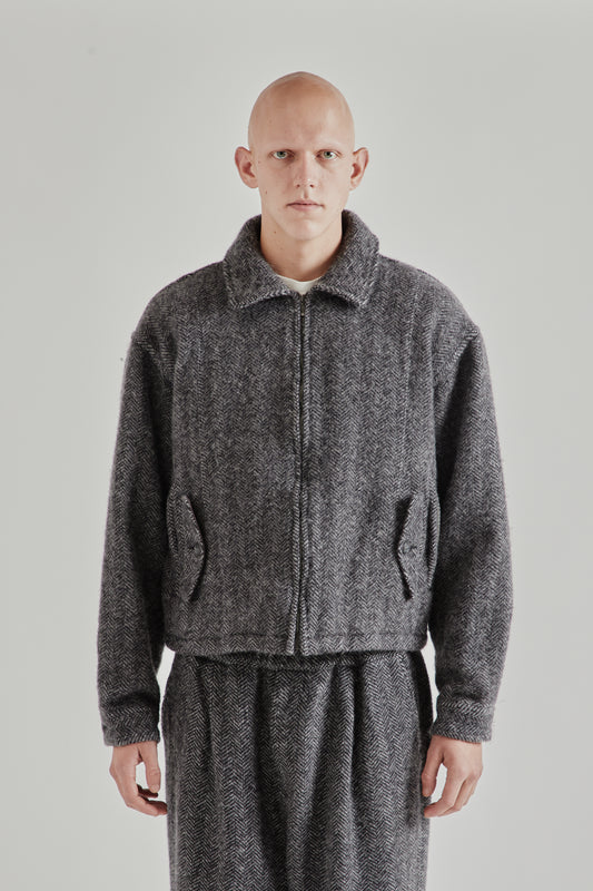 Wool Zip Blouson - Herringbone