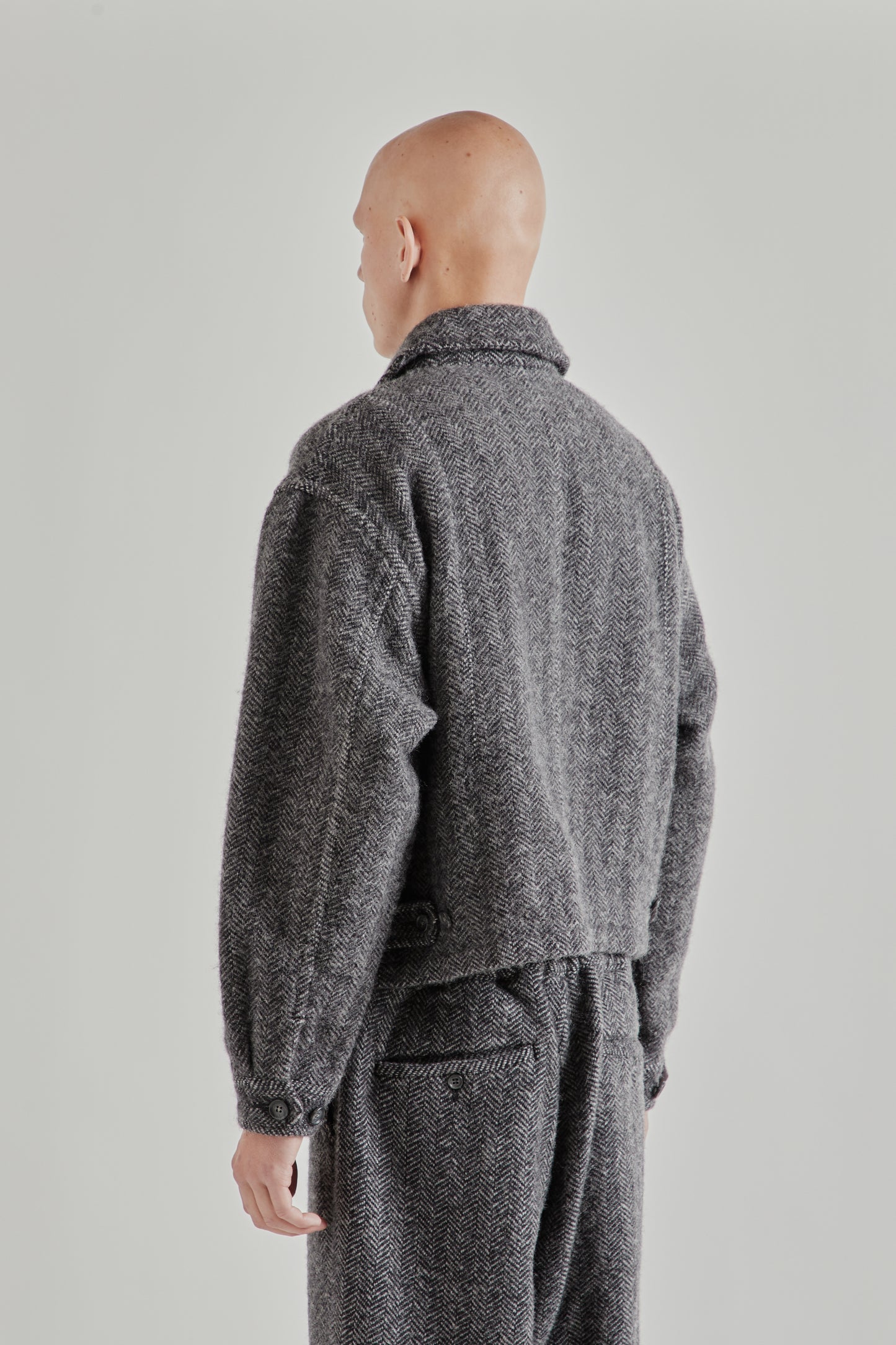 Wool Zip Blouson - Herringbone