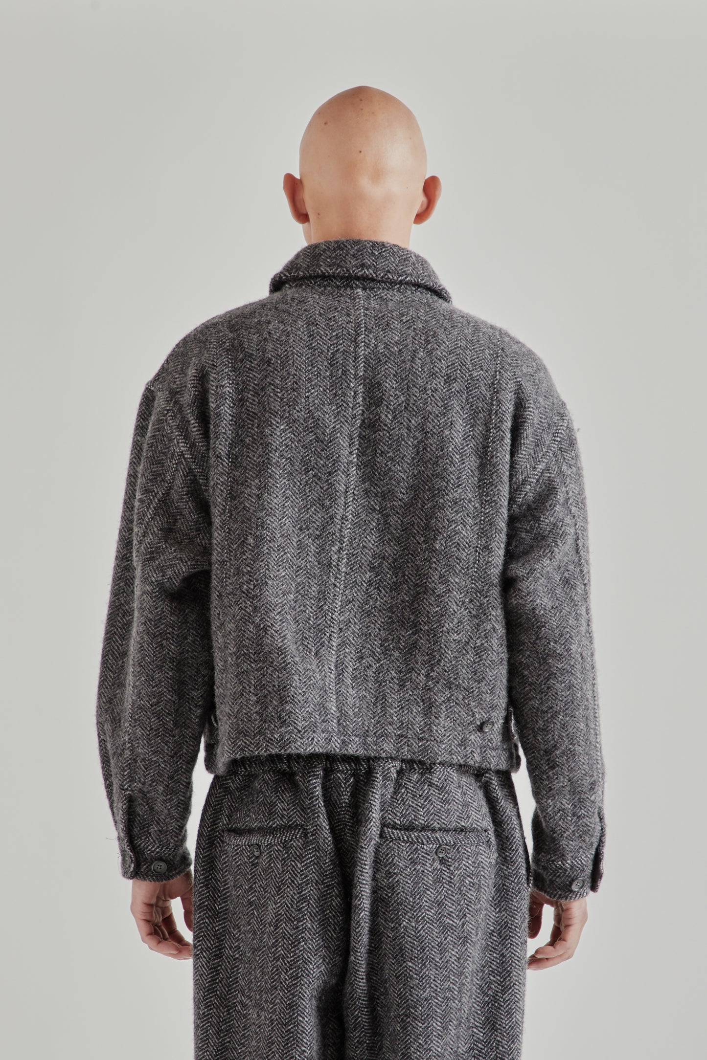 Wool Zip Blouson - Herringbone