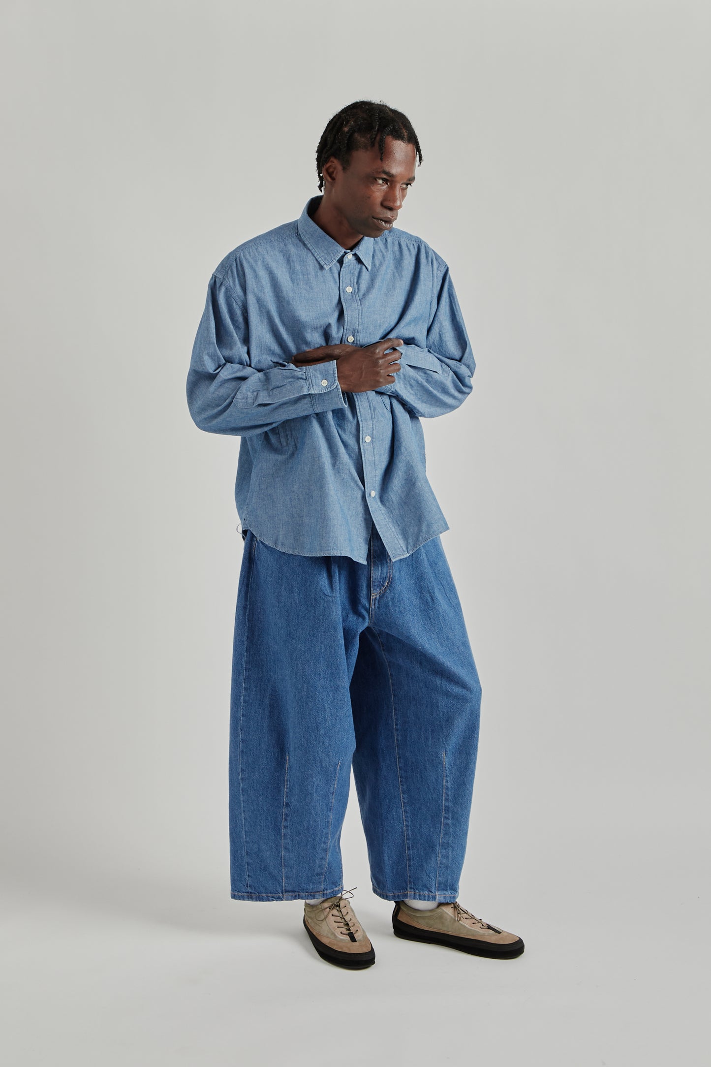 is-ness SS26 Chambray Shirt Blue1006