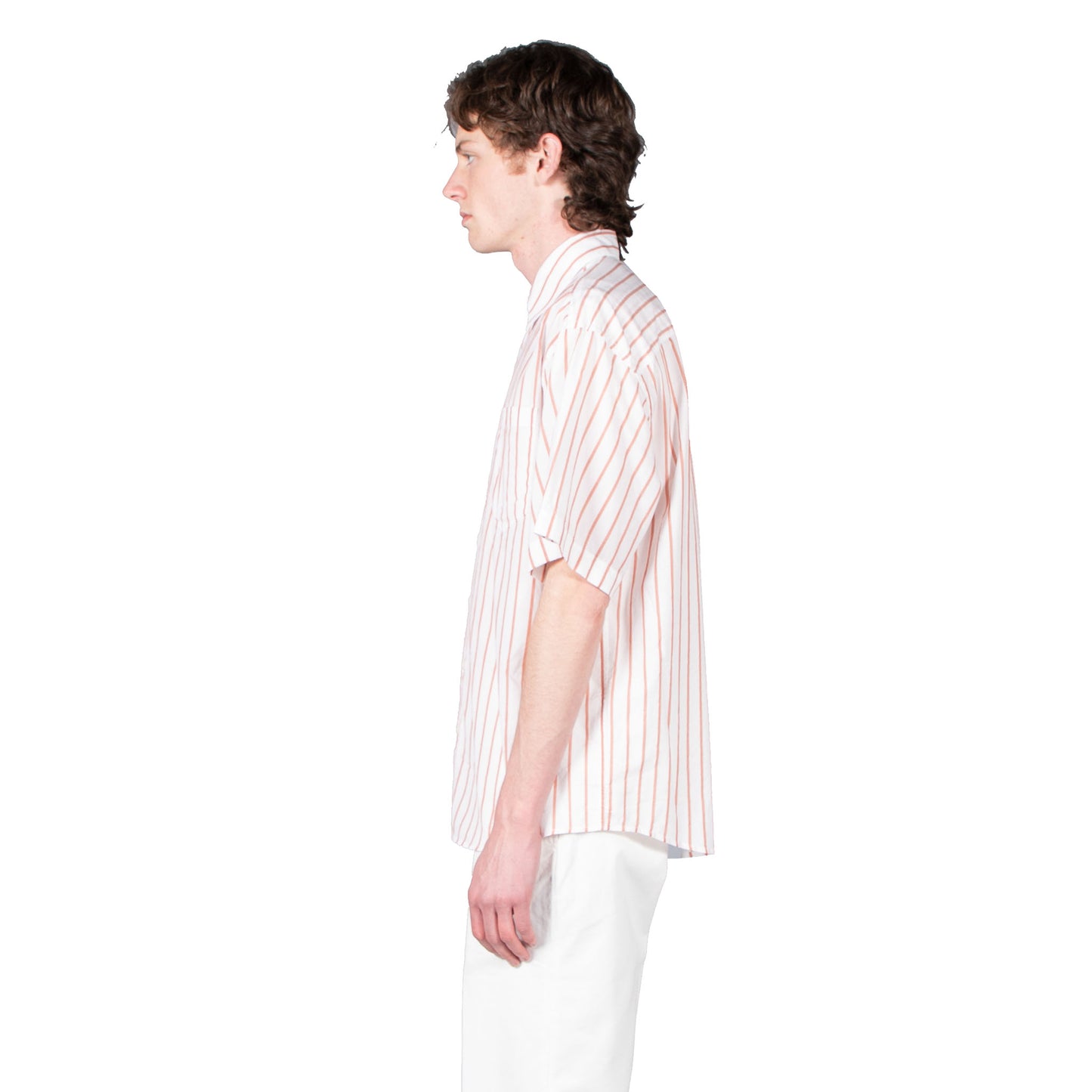 Shop Schnayderman's shirt online oversized cotton silk stripe terracotta white