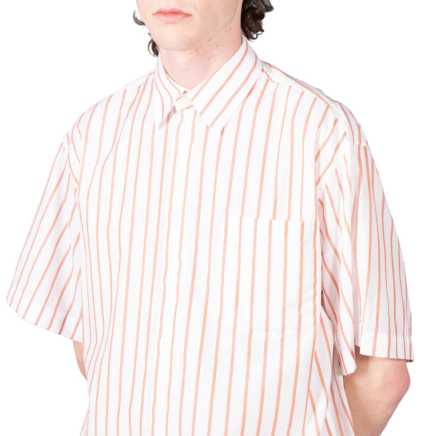 Shop Schnayderman's shirt online oversized cotton silk stripe terracotta white