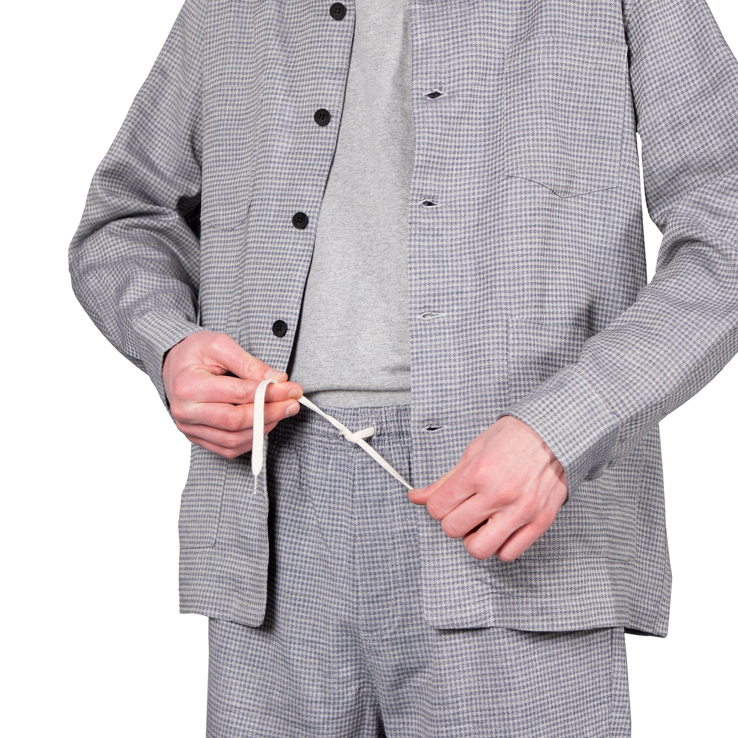 Shop Schnayderman's shorts online Melange shorts check blue grey