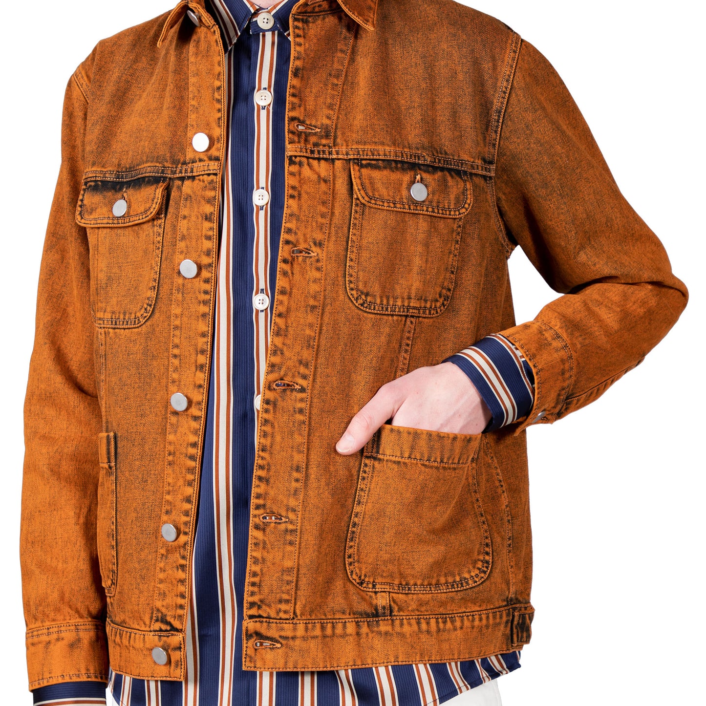 Shop Schnayderman's Jacket online Denim Jacket Double Dyed Orange