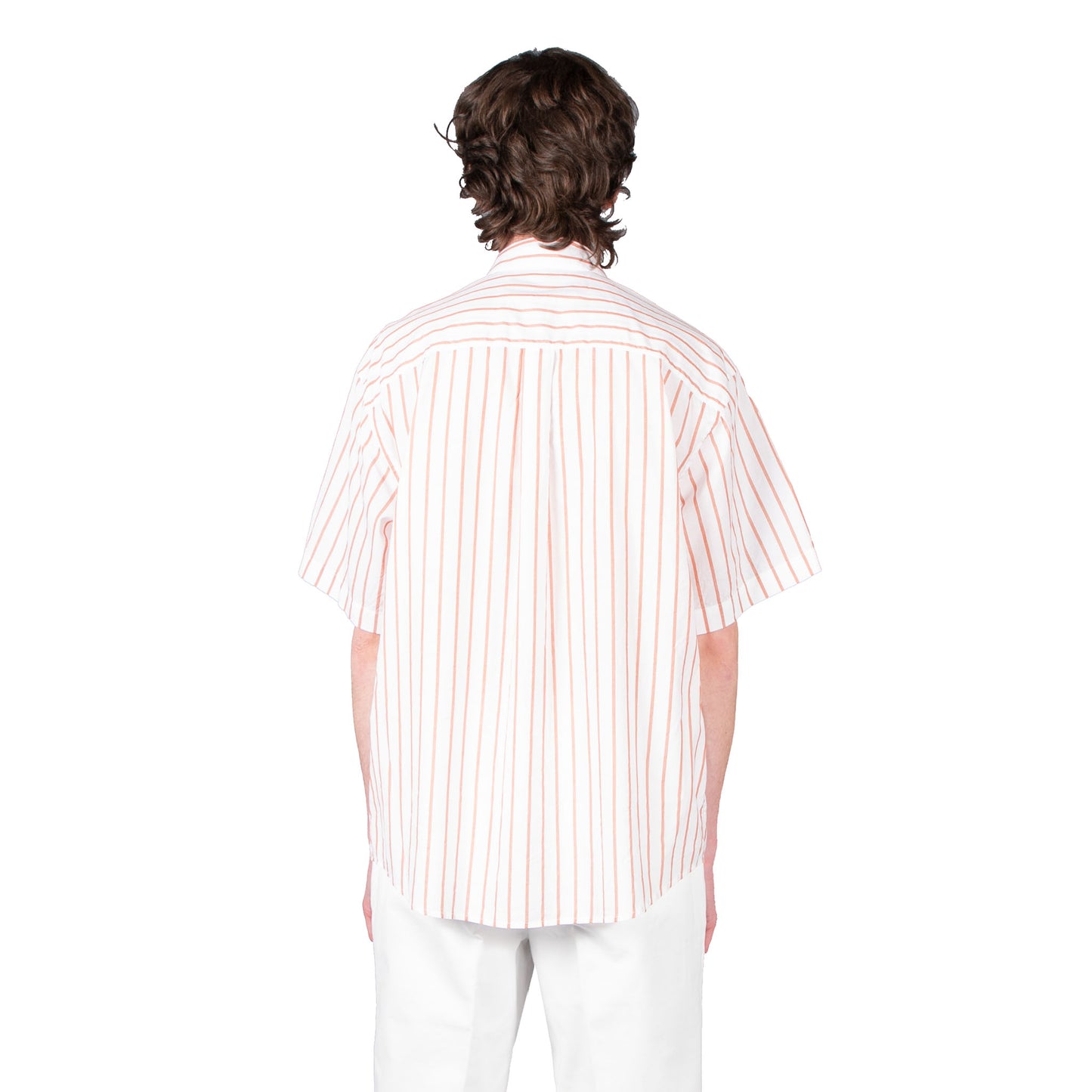 Shop Schnayderman's shirt online oversized cotton silk stripe terracotta white