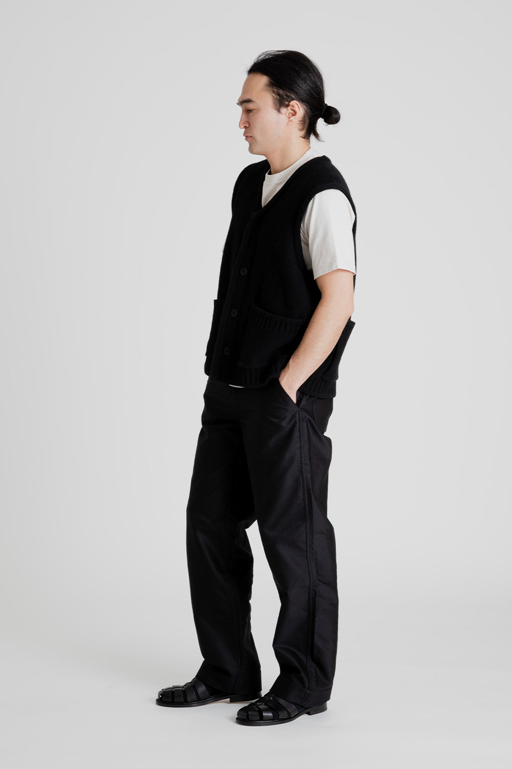 And Austin Wool Cashmere Utility Vest in Black