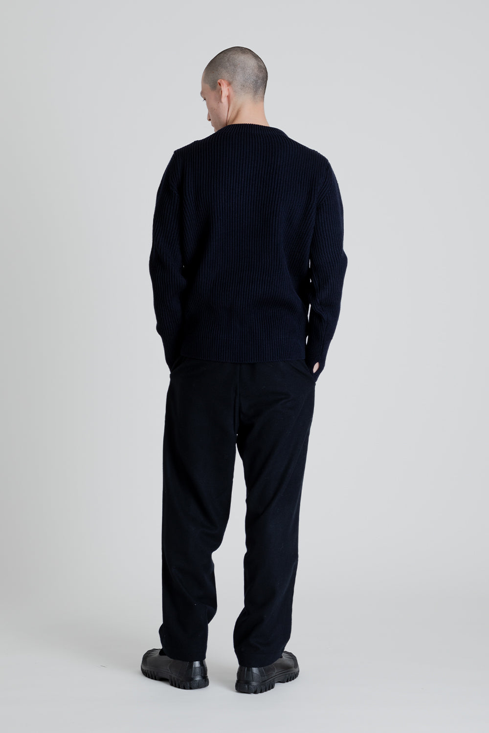 Andersen-Andersen Navy Crewneck Sweater in Navy Blue