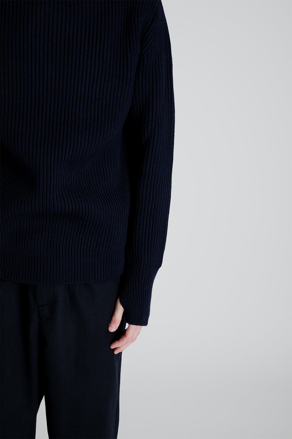 Andersen-Andersen Navy Crewneck Sweater in Navy Blue