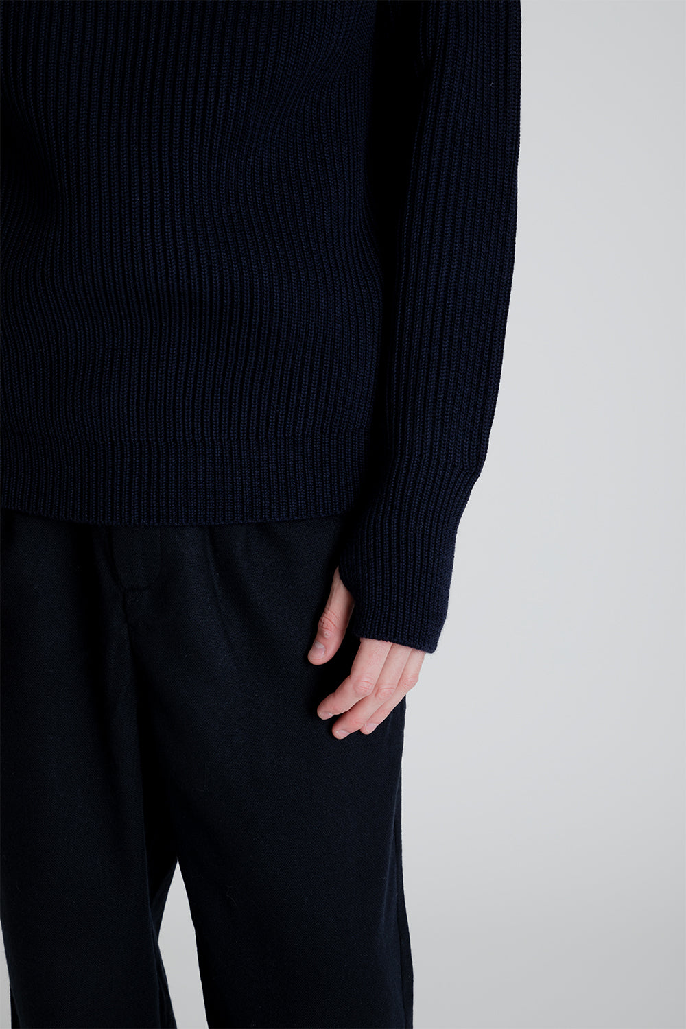 Andersen-Andersen Navy Crewneck Sweater in Navy Blue