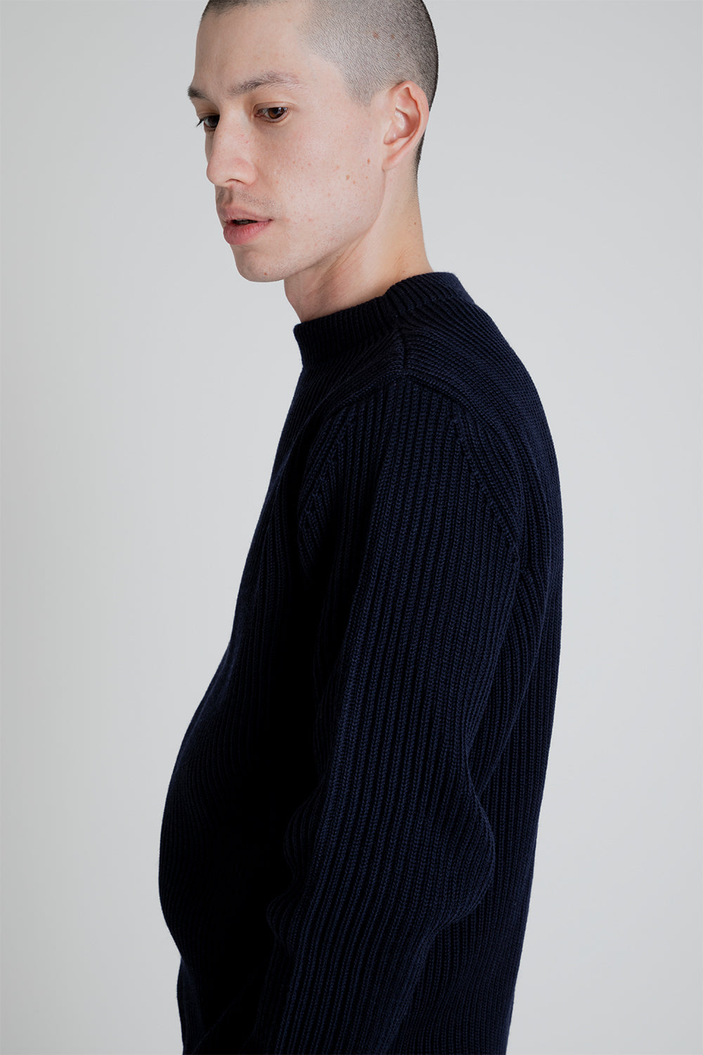 Andersen-Andersen Navy Crewneck Sweater in Navy Blue