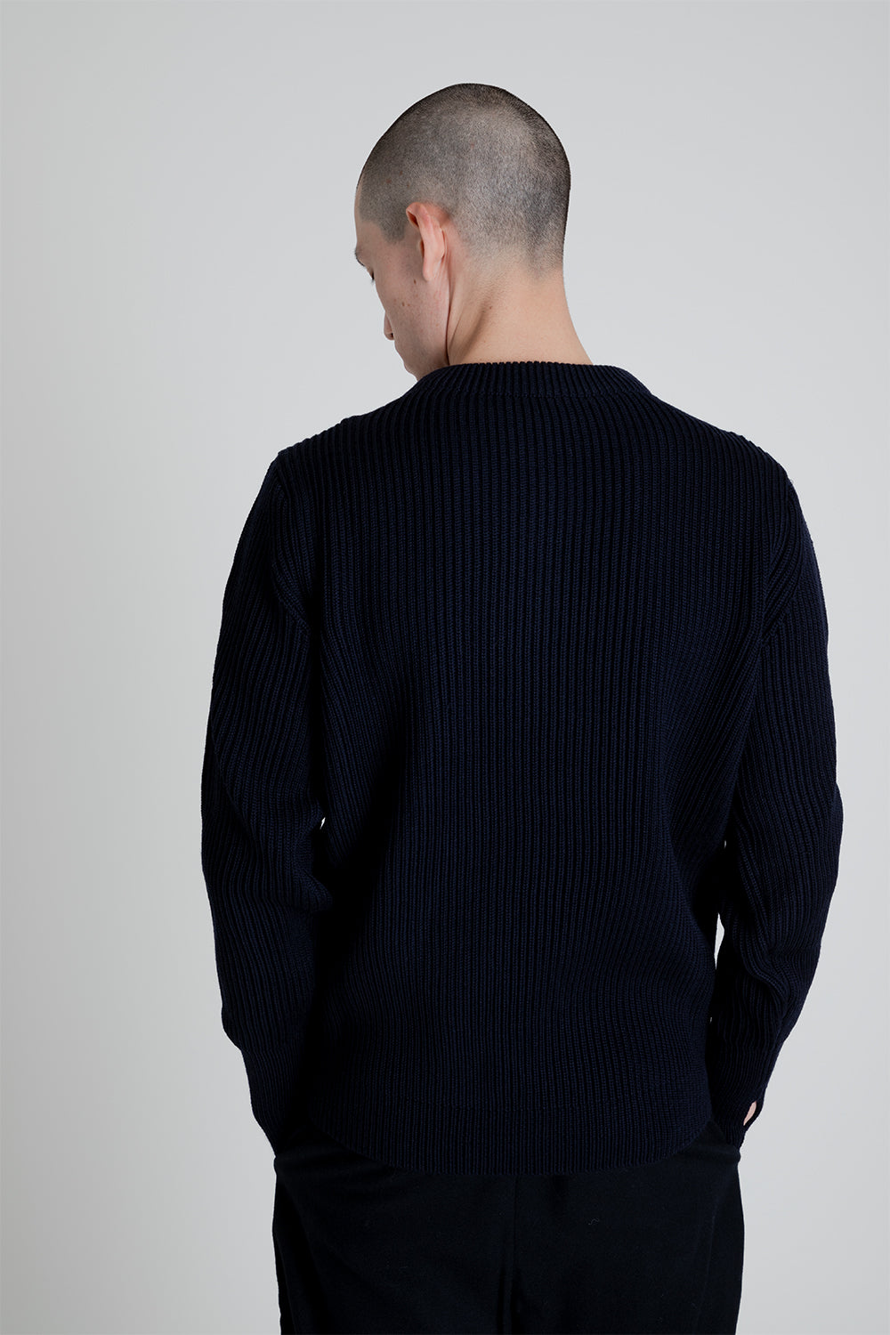 Andersen-Andersen Navy Crewneck Sweater in Navy Blue