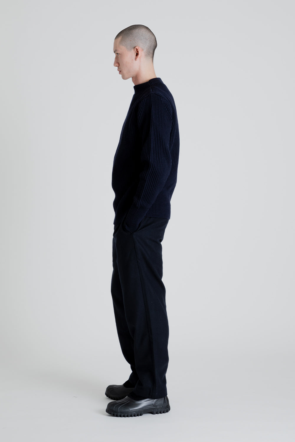 Andersen-Andersen Navy Crewneck Sweater in Navy Blue