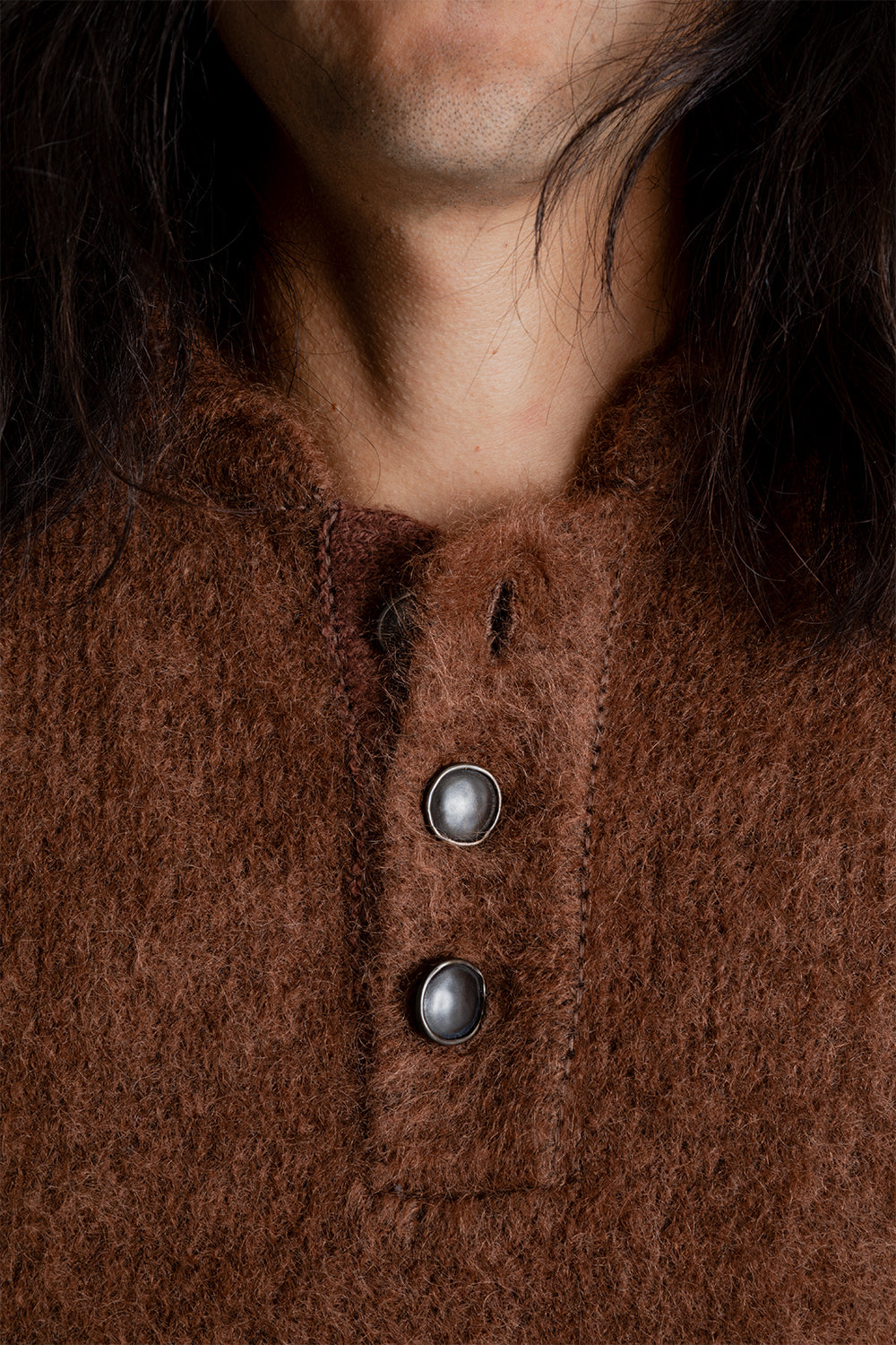 Andersson Bell Knitted Chatteris Brushed Polo Sweater in Brown