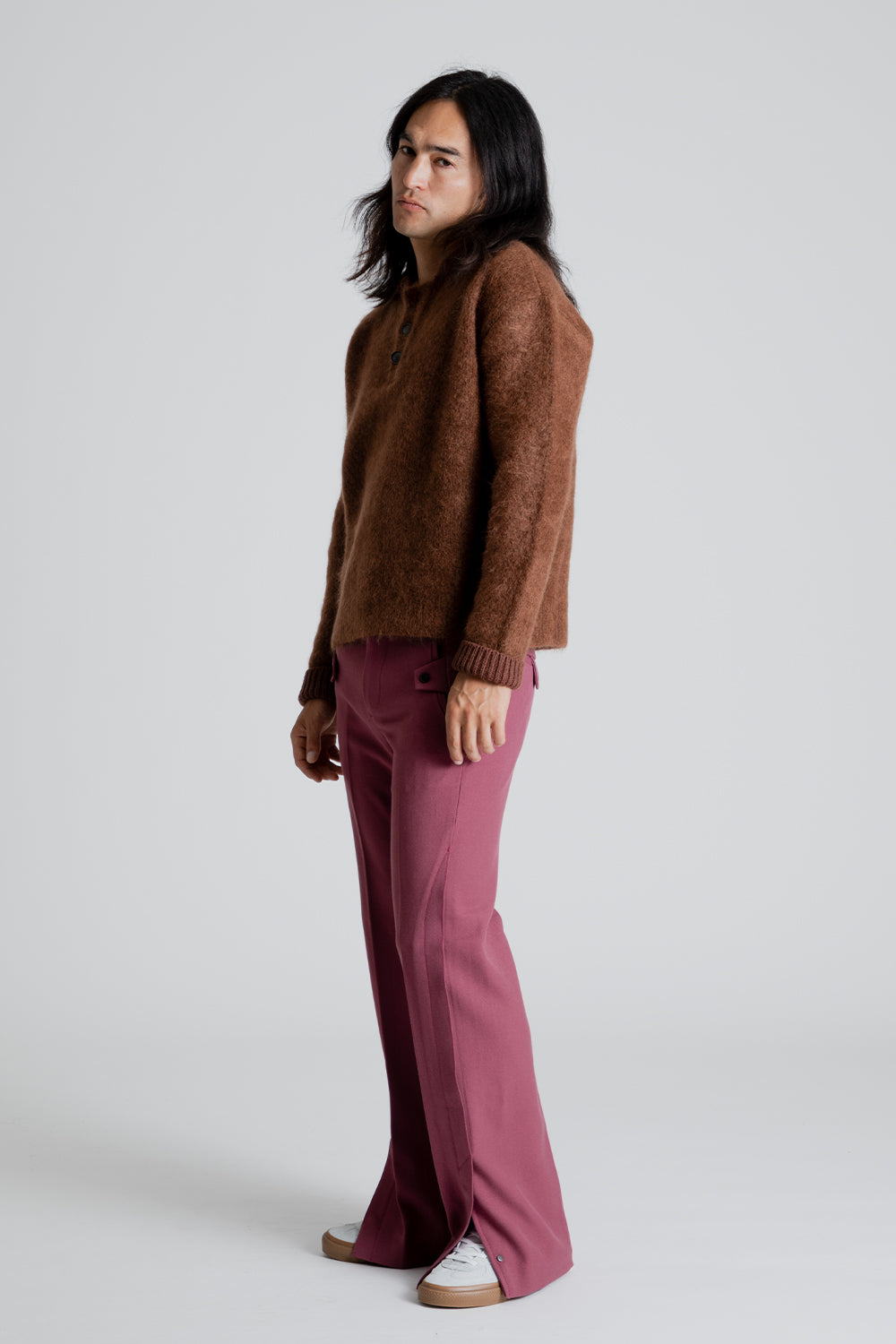 Andersson Bell Knitted Chatteris Brushed Polo Sweater in Brown