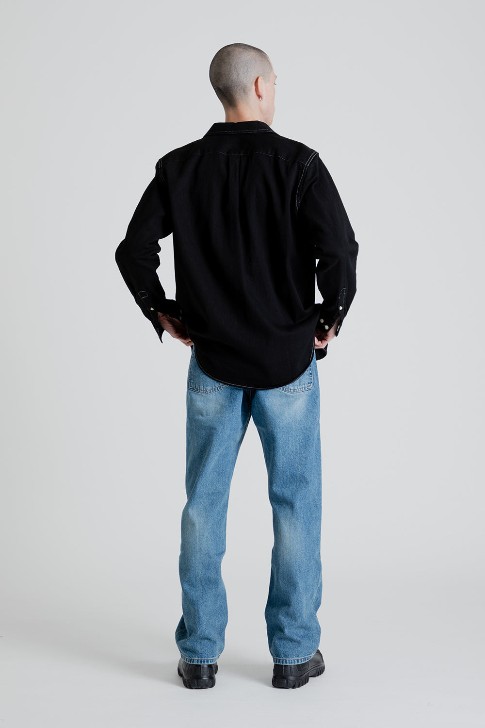 Forét Cliff shirt in Black Denim