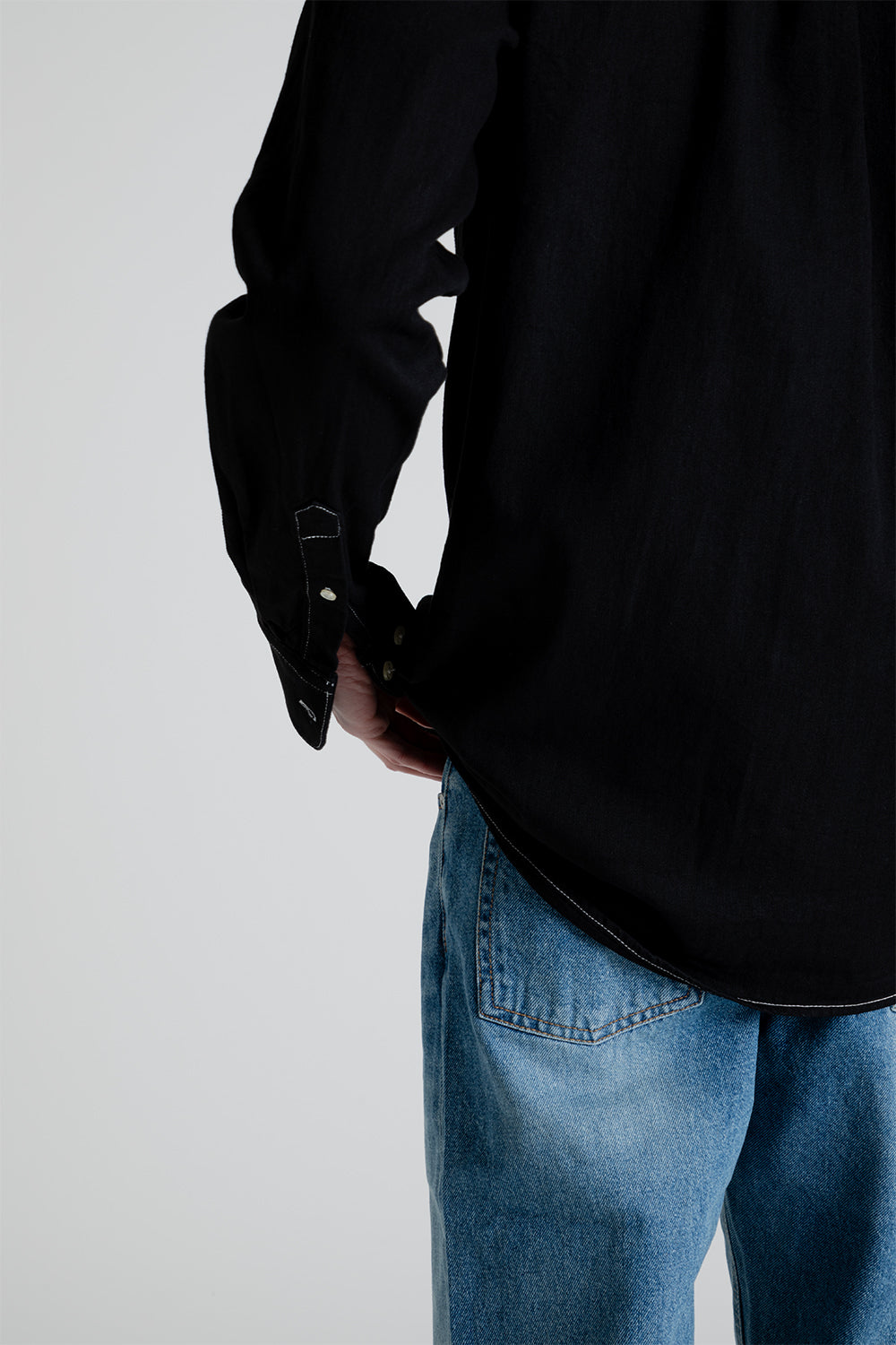 Forét Cliff shirt in Black Denim