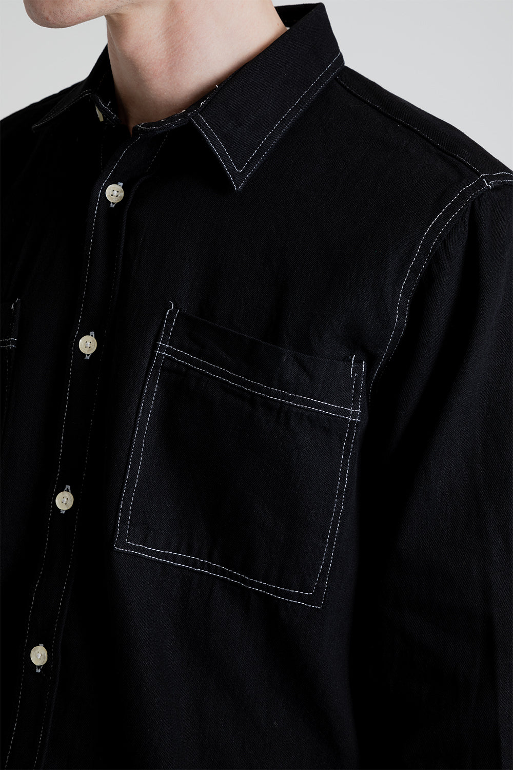 Forét Cliff shirt in Black Denim