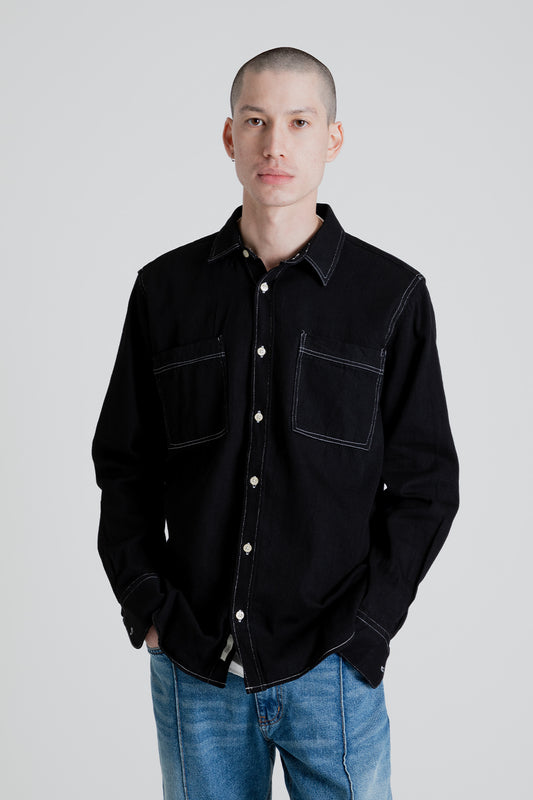 Forét Cliff shirt in Black Denim