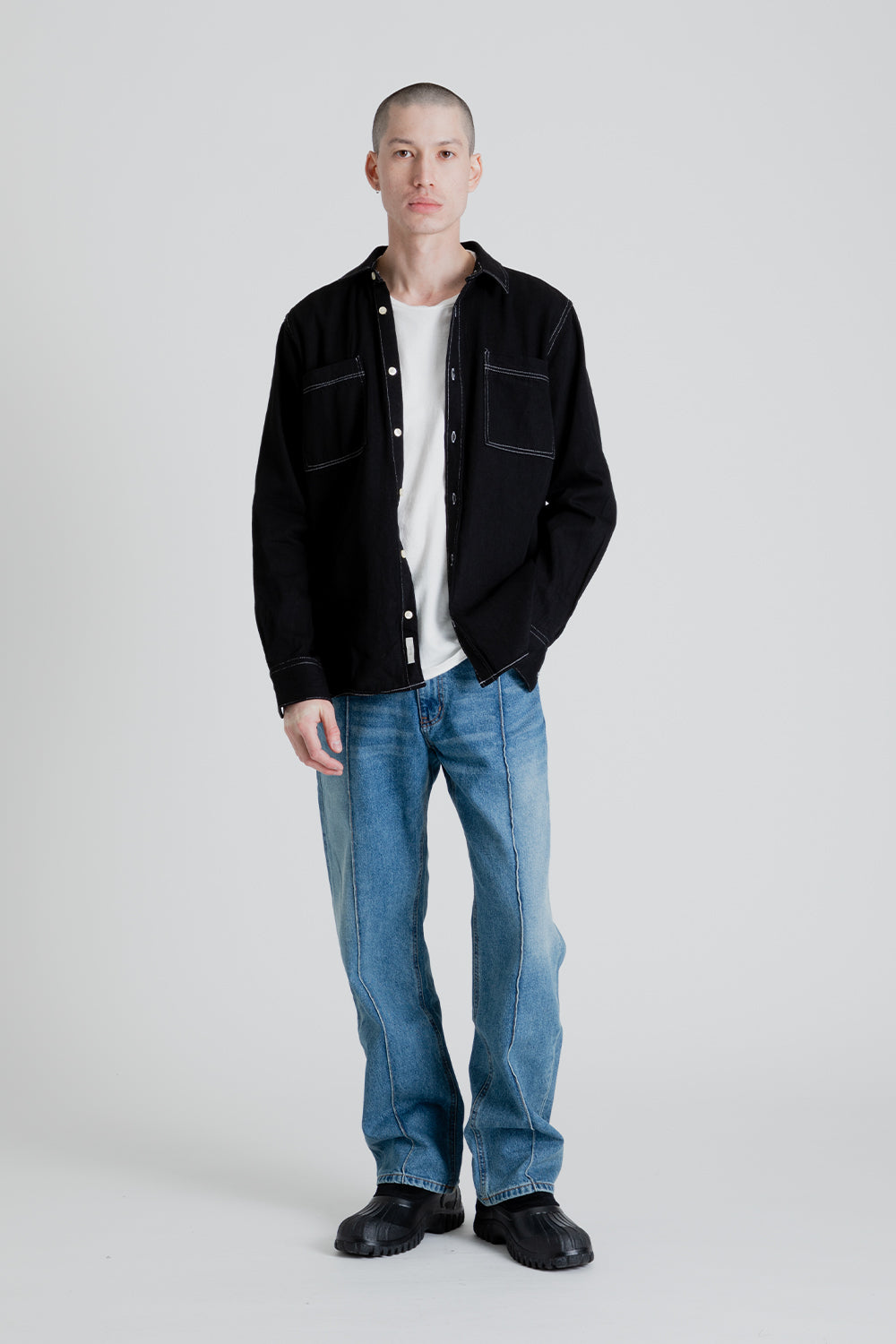 Forét Cliff shirt in Black Denim