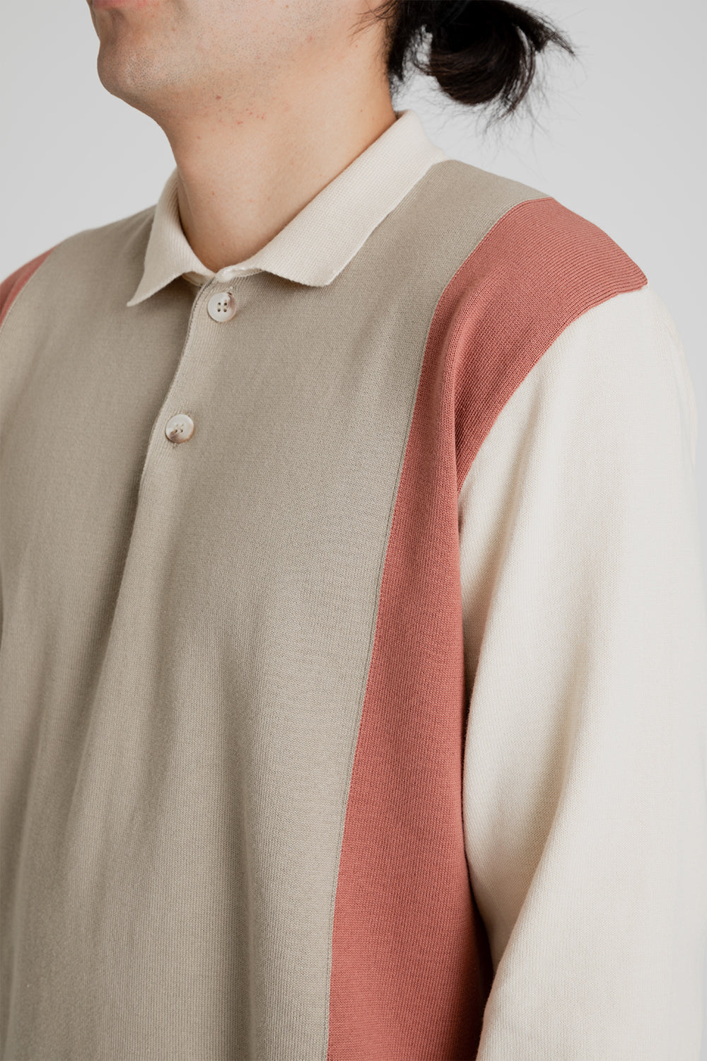 Foret Golf Polo Knit in Cloud/Brick