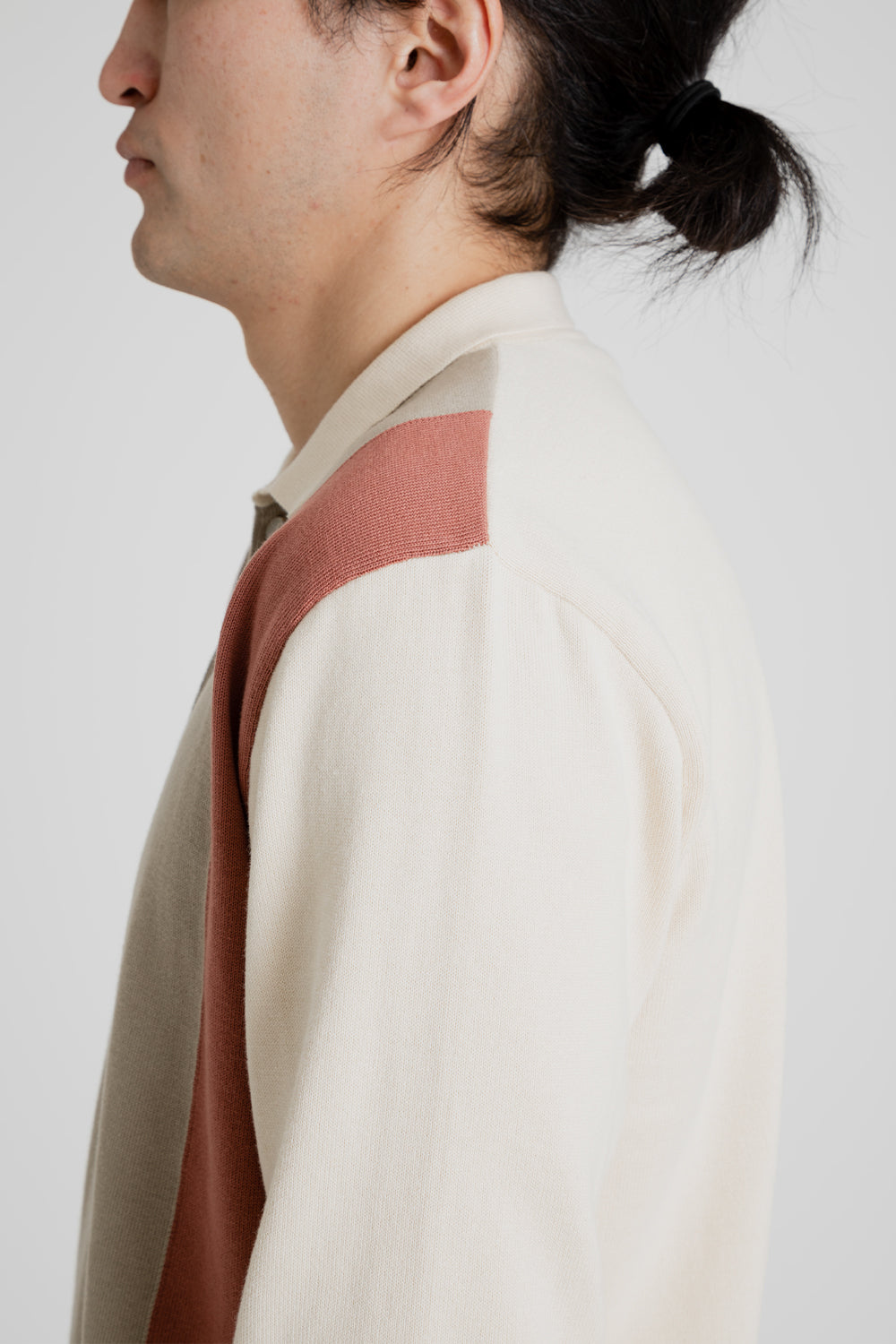 Foret Golf Polo Knit in Cloud/Brick