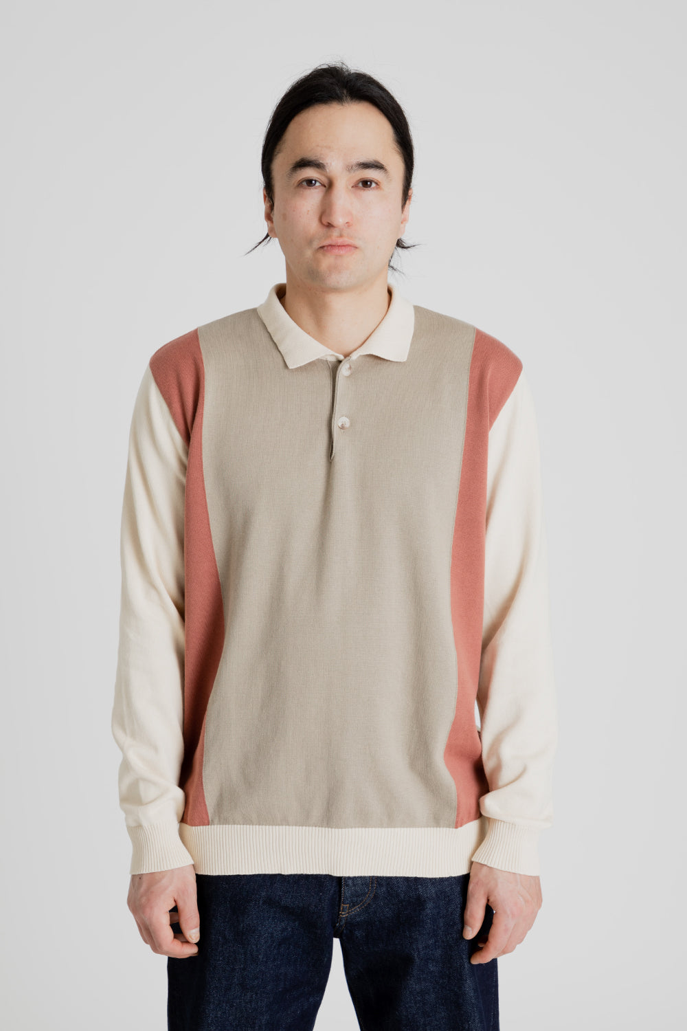 Foret Golf Polo Knit in Cloud/Brick