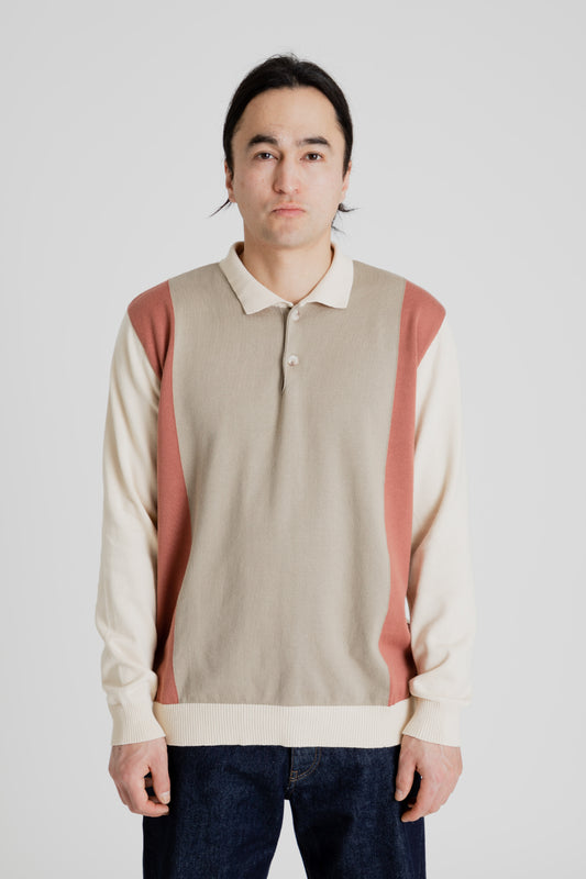 Foret Golf Polo Knit in Cloud/Brick