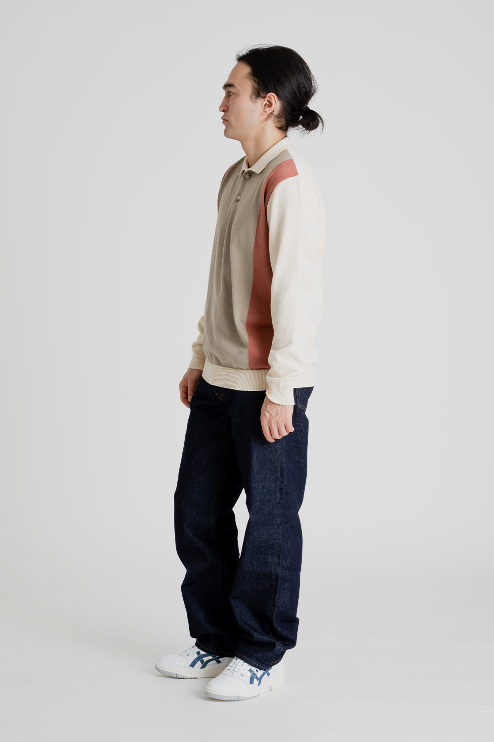 Foret Golf Polo Knit in Cloud/Brick