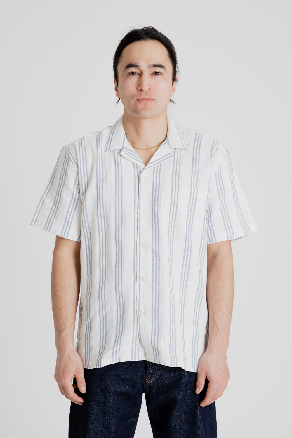 Foret Twig Shirt in Navy and Sandstone