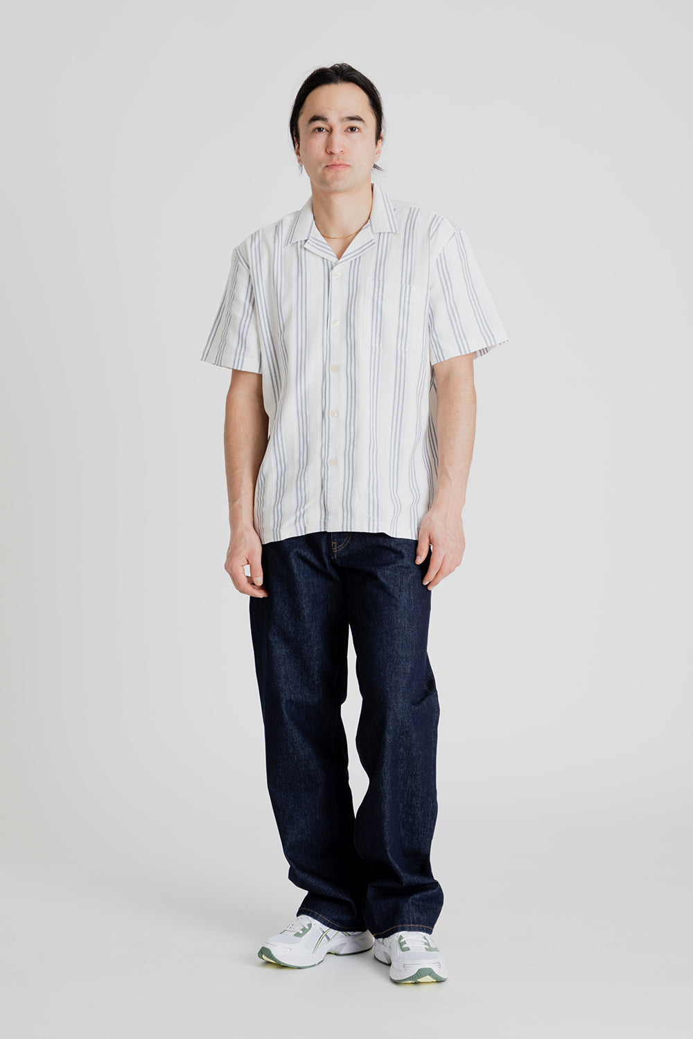 Foret Twig Shirt in Navy and Sandstone