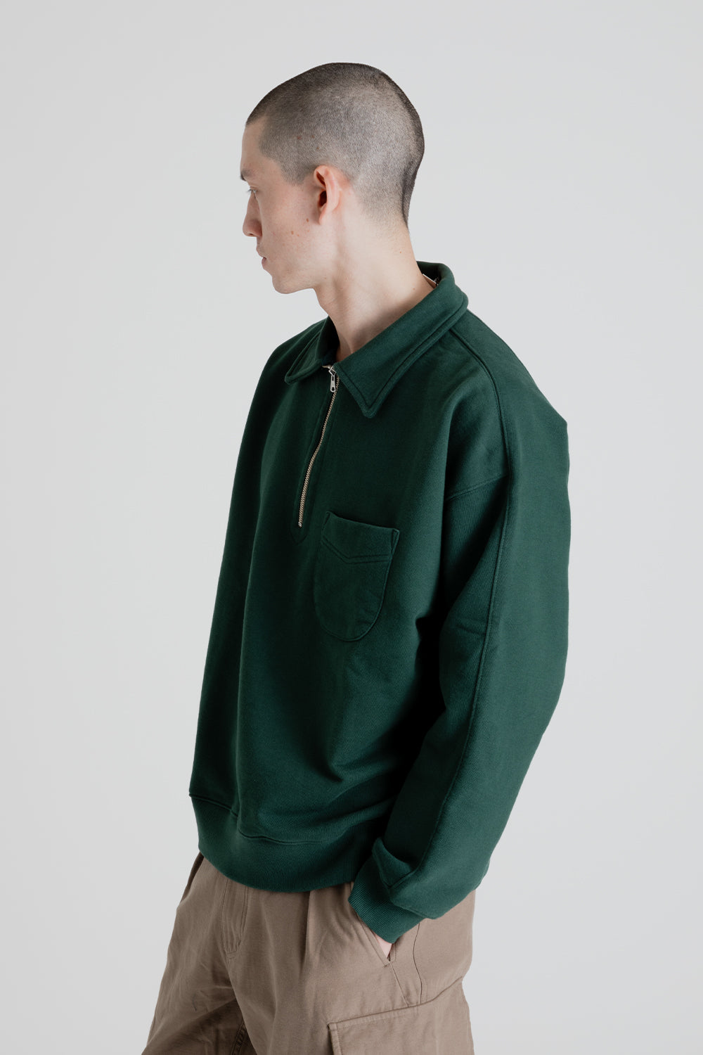 Frizmworks Collar Half-Zip Sweatshirt in Forest Green