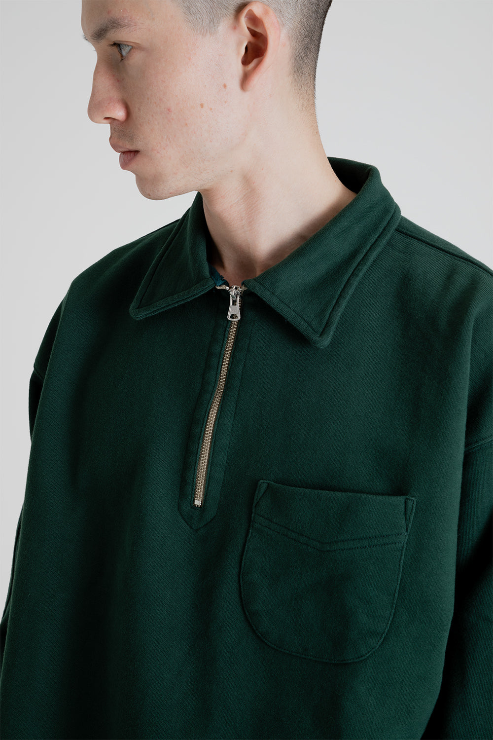 Frizmworks Collar Half-Zip Sweatshirt in Forest Green