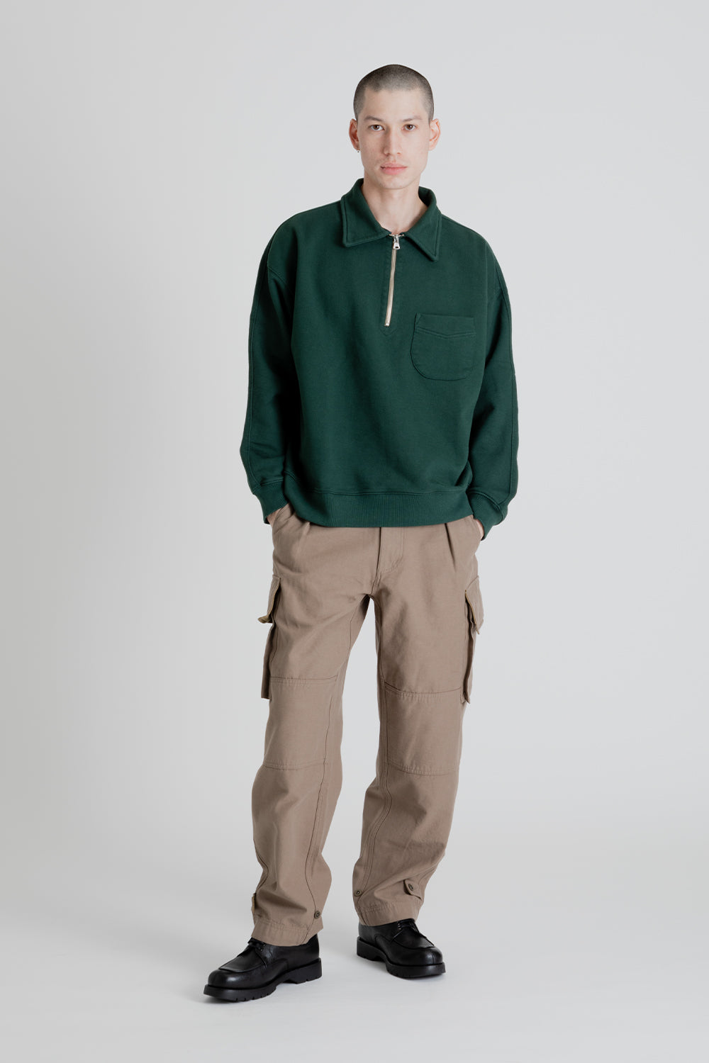 Frizmworks Collar Half-Zip Sweatshirt in Forest Green