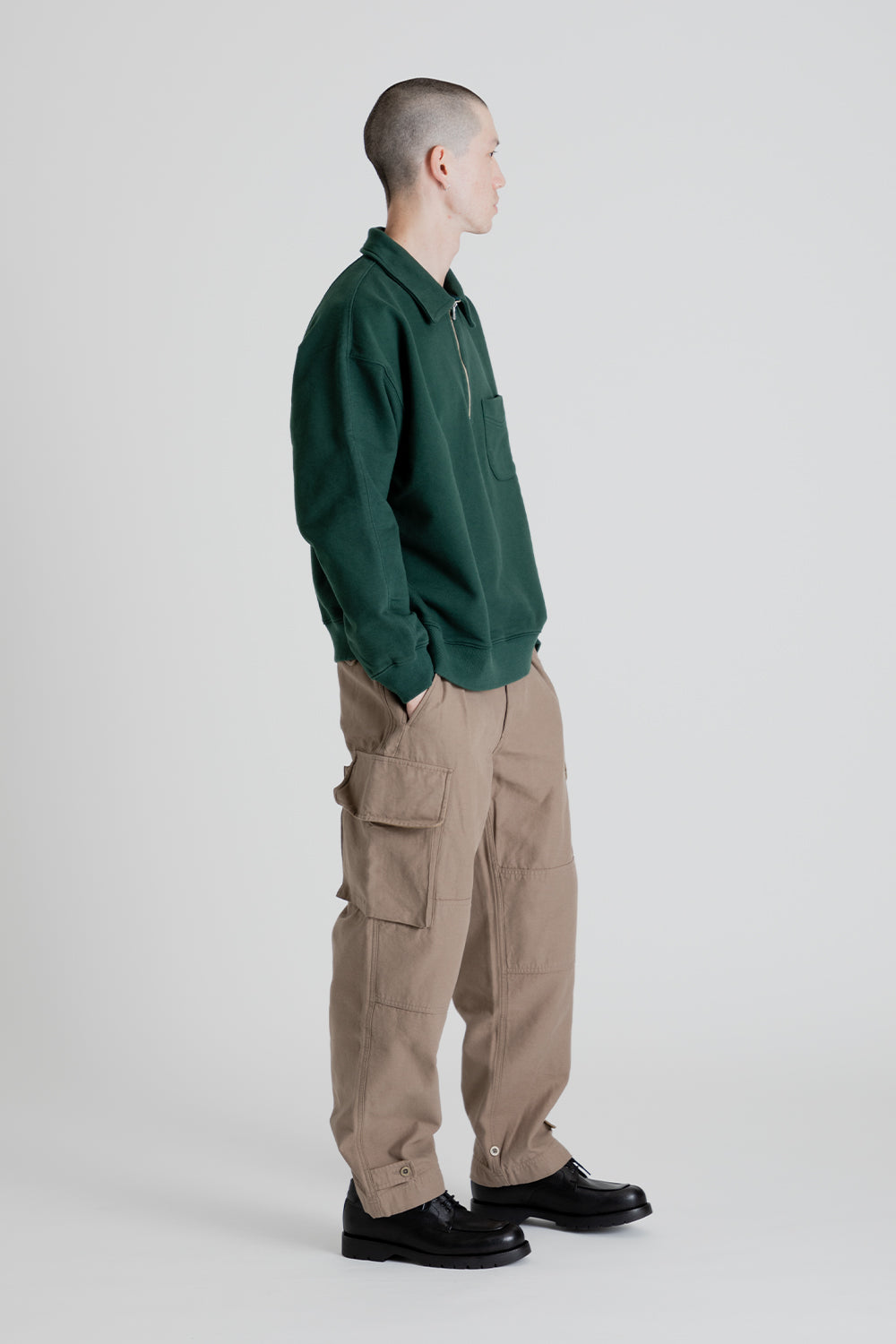 Frizmworks Collar Half-Zip Sweatshirt in Forest Green