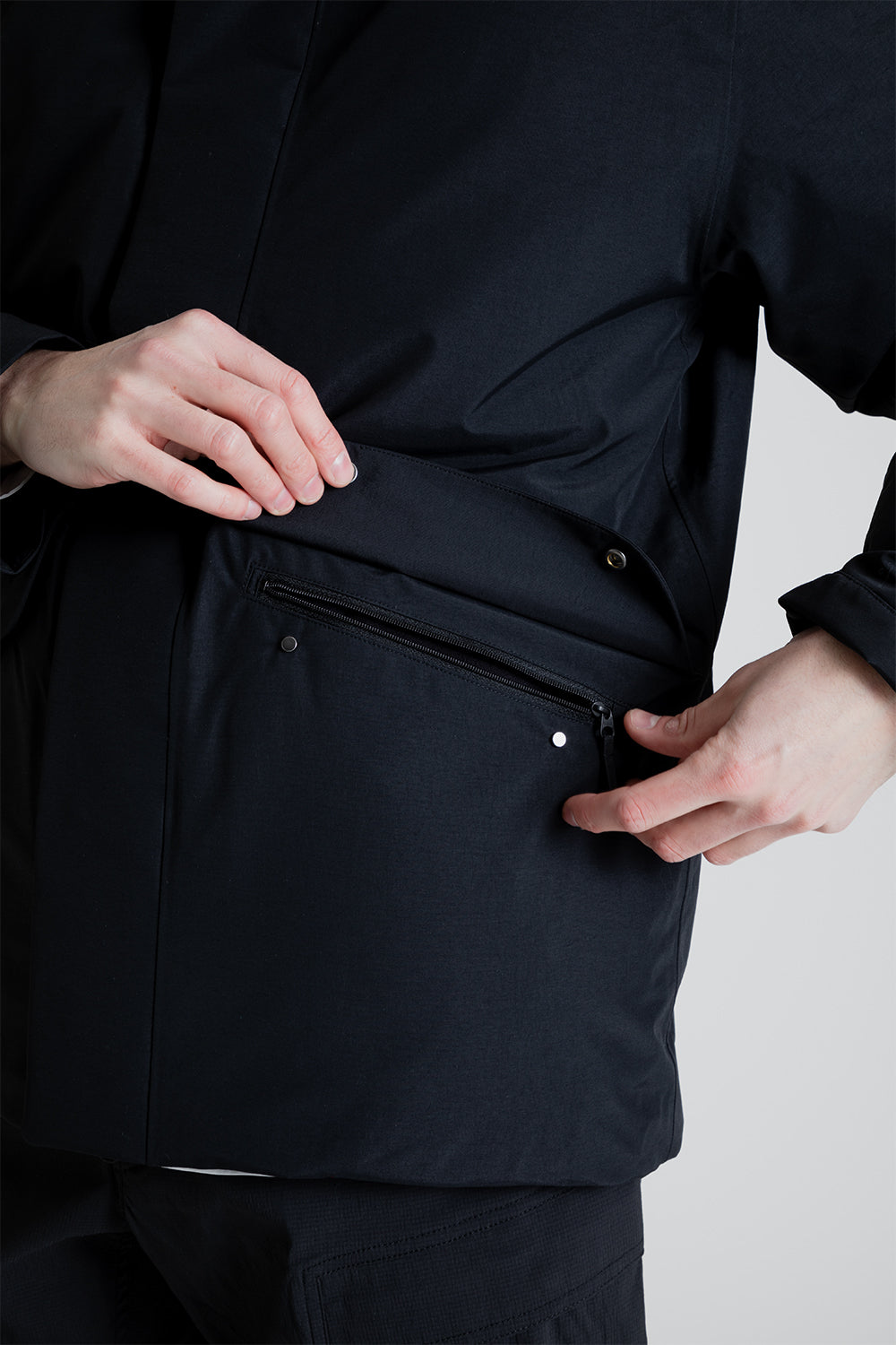 Goldwin Gore-Tex Hooded Down Jacket in Black